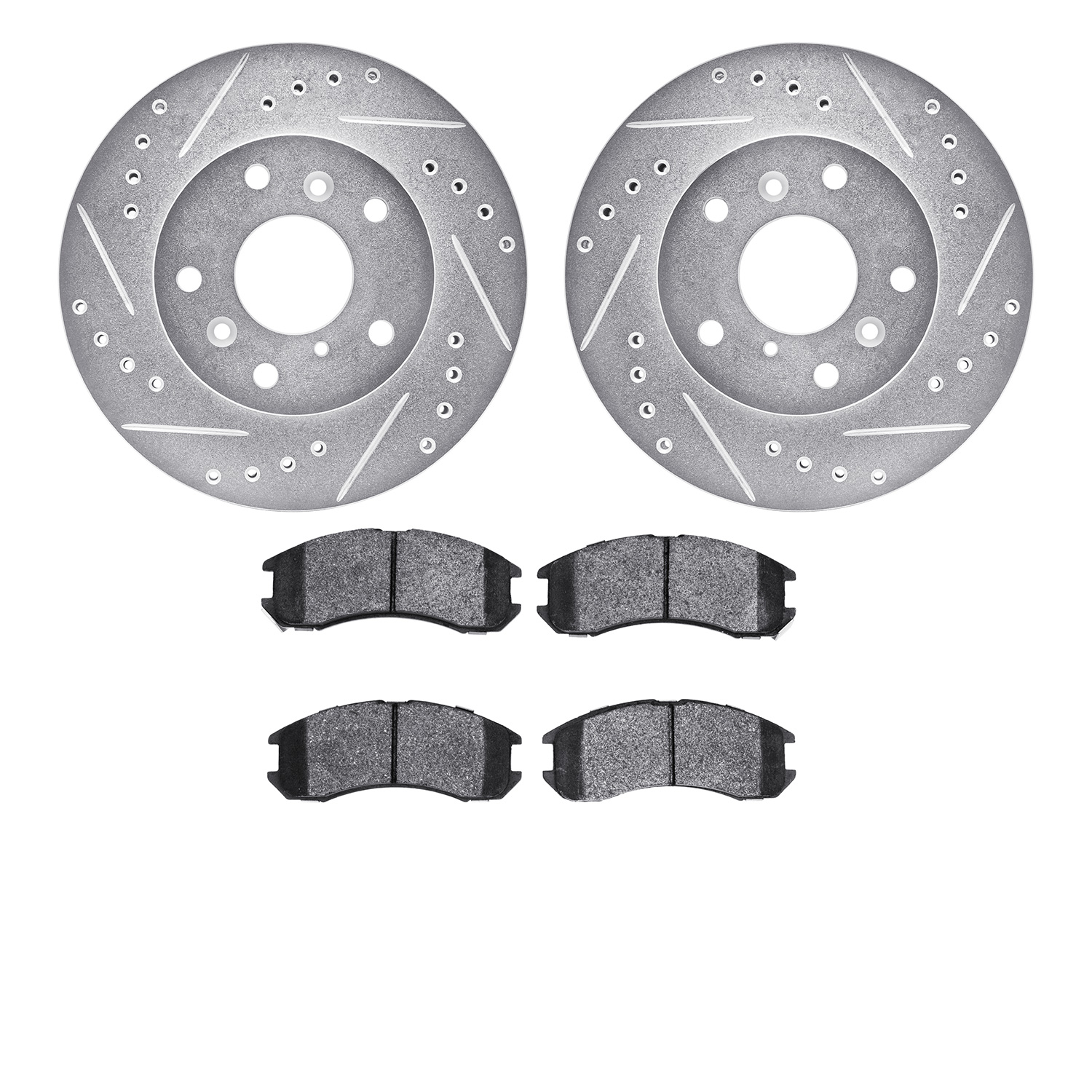 7302-80026 Drilled/Slotted Brake Rotor with 3000-Series Ceramic Brake Pads Kit [Silver], 1988-1992 Ford/Lincoln/Mercury/Mazda, P