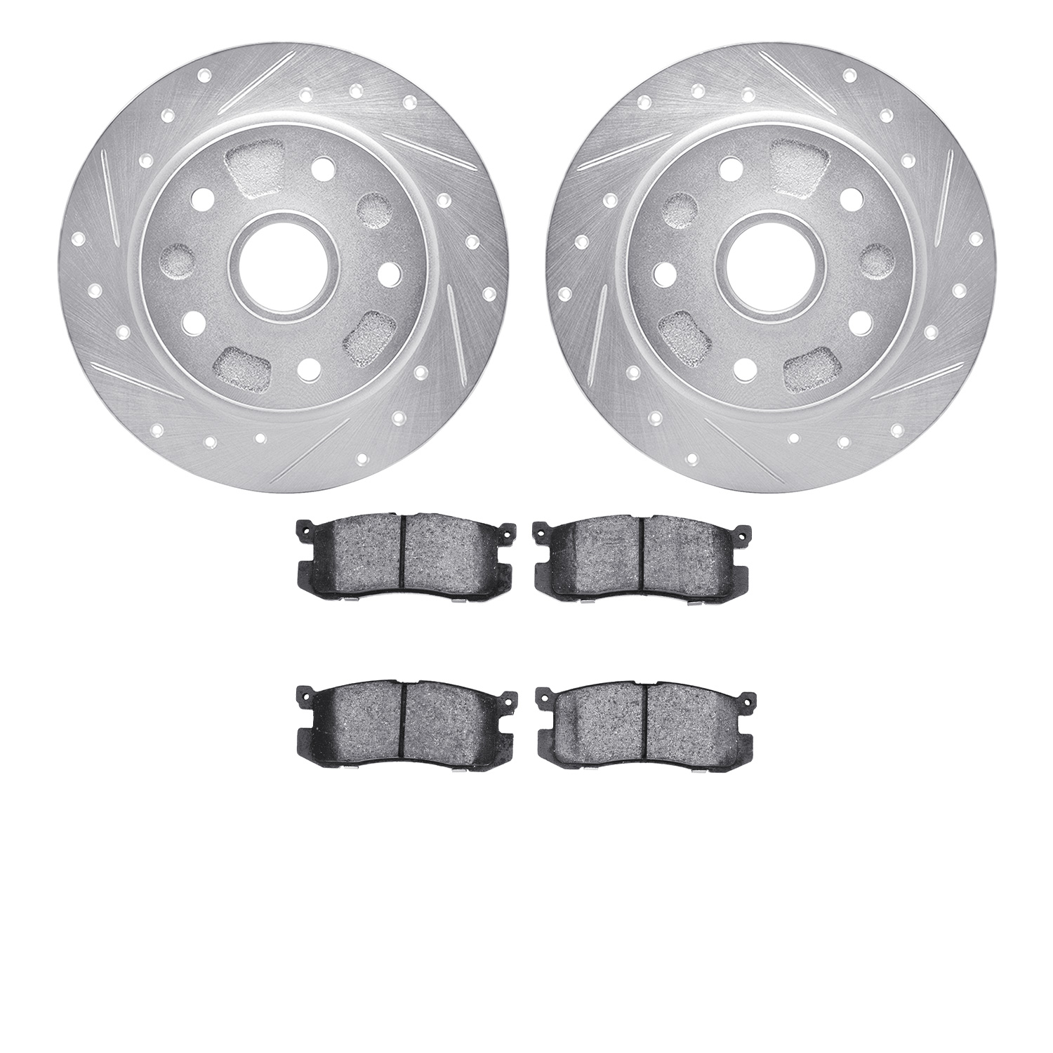 7302-80027 Drilled/Slotted Brake Rotor with 3000-Series Ceramic Brake Pads Kit [Silver], 1988-1992 Ford/Lincoln/Mercury/Mazda, P