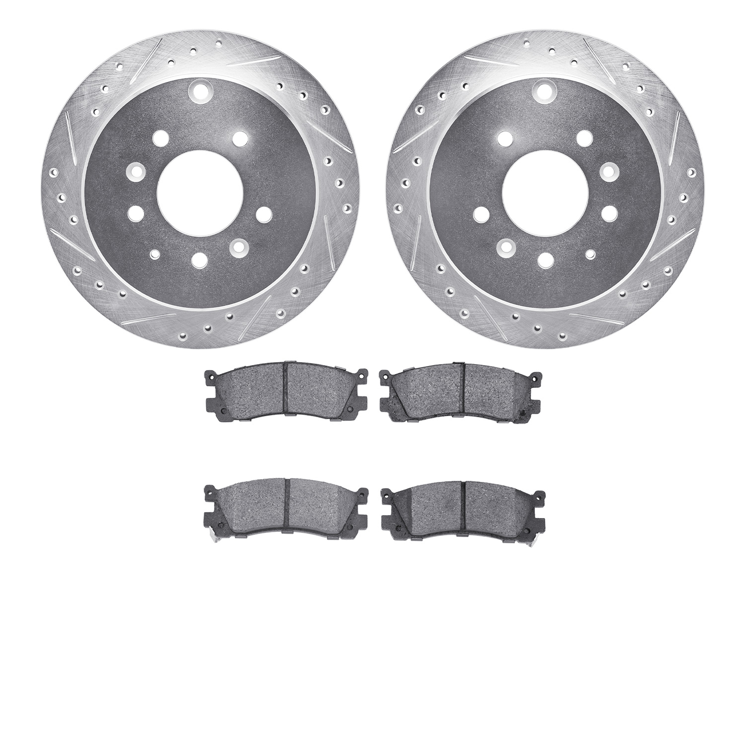 7302-80038 Drilled/Slotted Brake Rotor with 3000-Series Ceramic Brake Pads Kit [Silver], 1992-1998 Ford/Lincoln/Mercury/Mazda, P