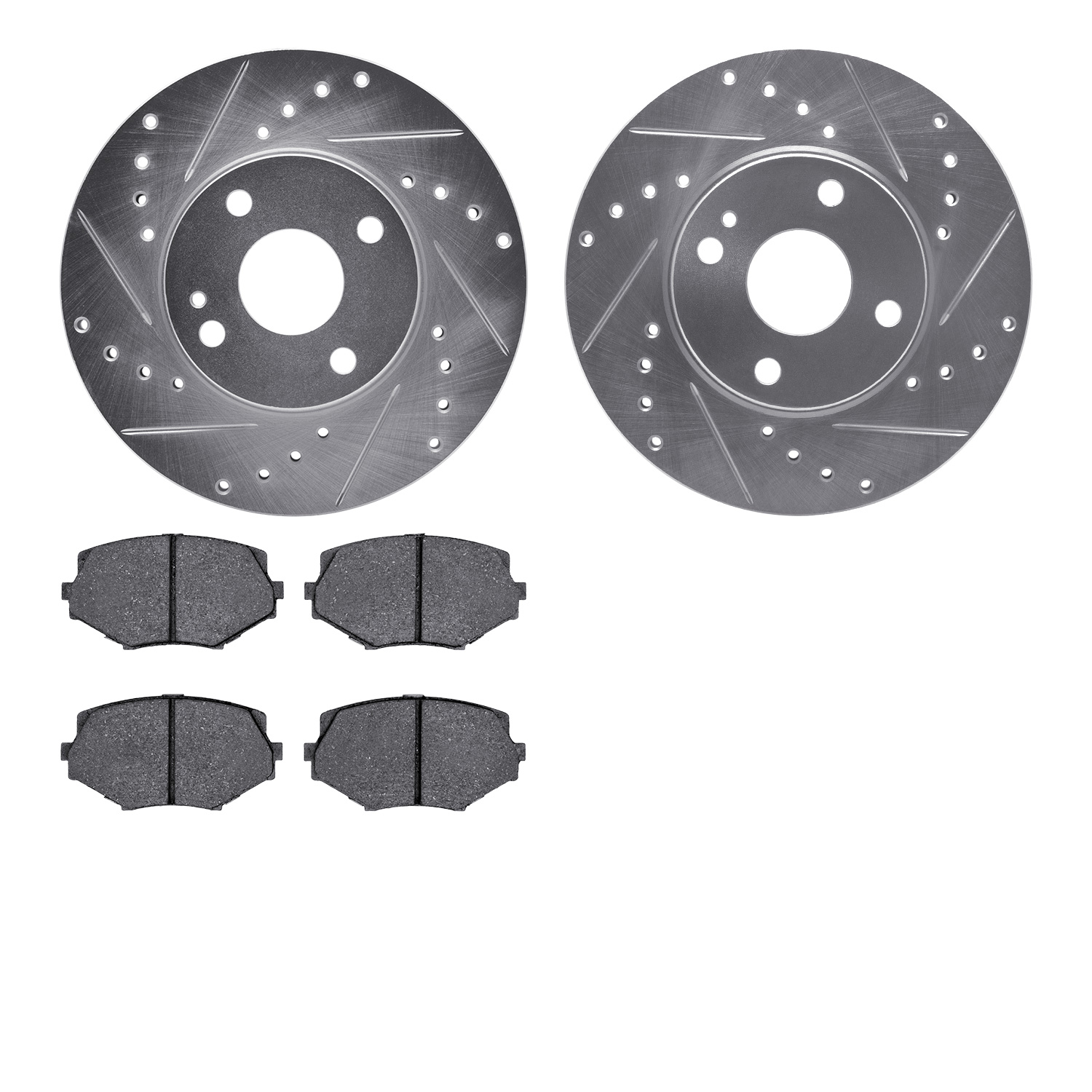 7302-80042 Drilled/Slotted Brake Rotor with 3000-Series Ceramic Brake Pads Kit [Silver], 1994-2002 Ford/Lincoln/Mercury/Mazda, P