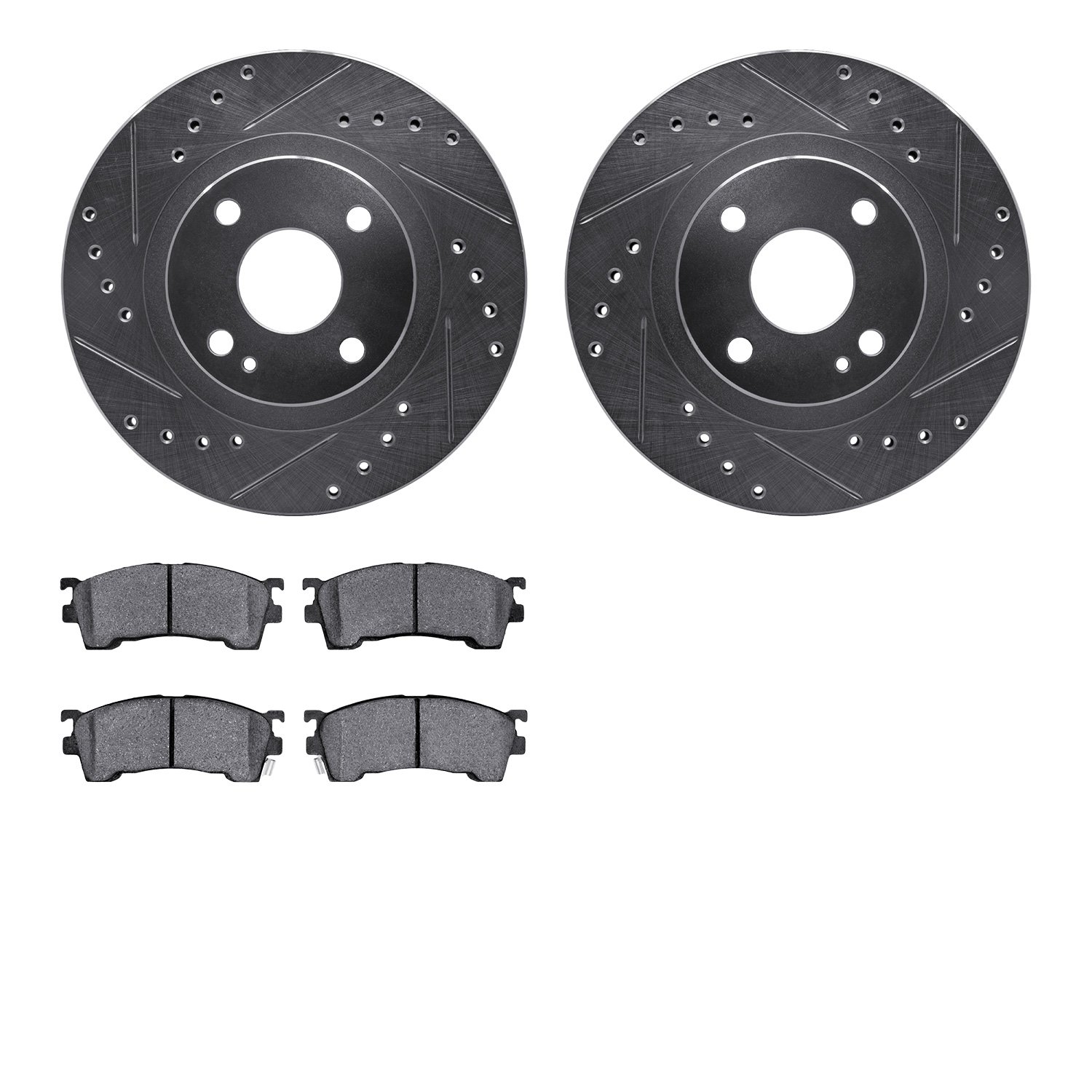 7302-80044 Drilled/Slotted Brake Rotor with 3000-Series Ceramic Brake Pads Kit [Silver], 1999-2003 Ford/Lincoln/Mercury/Mazda, P