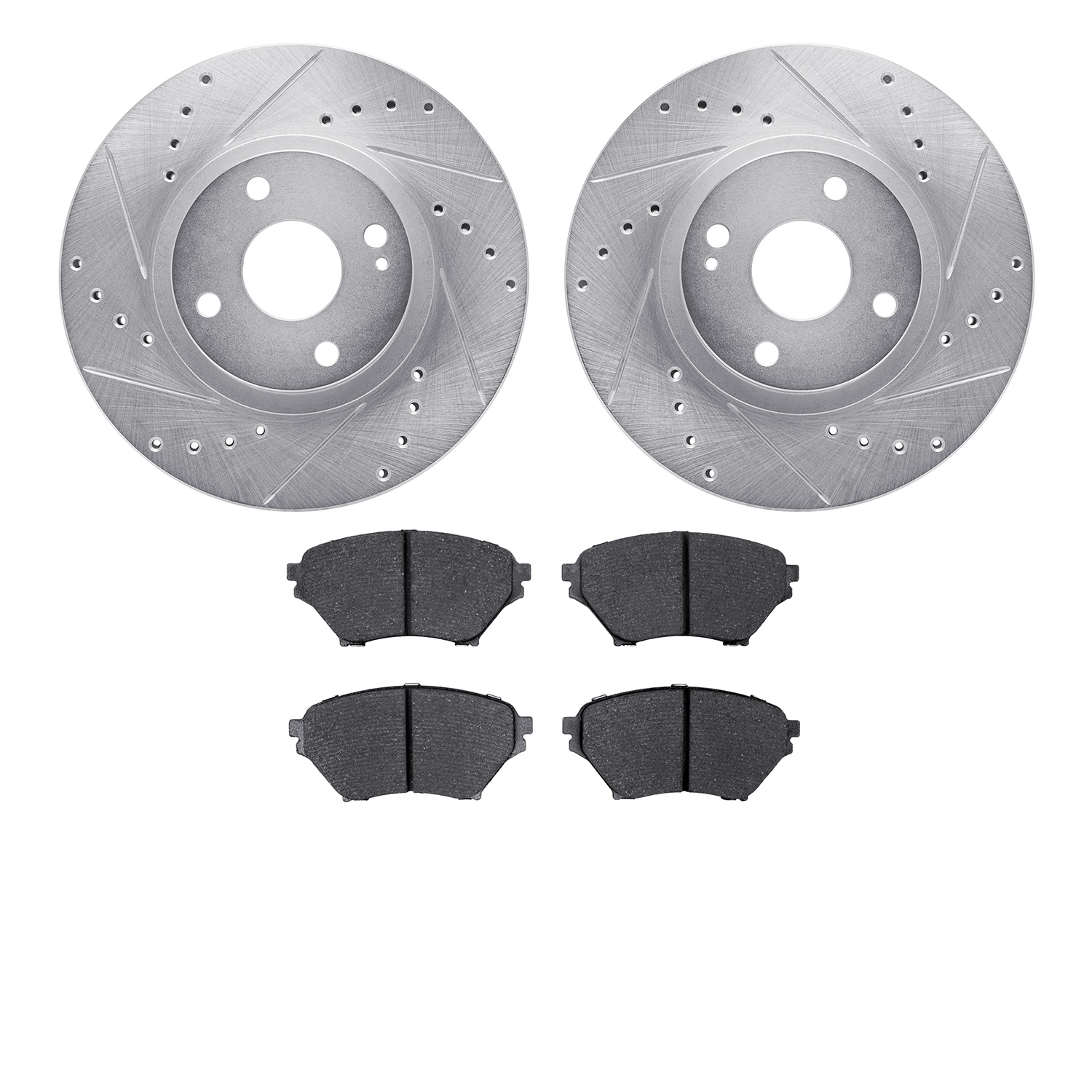 7302-80048 Drilled/Slotted Brake Rotor with 3000-Series Ceramic Brake Pads Kit [Silver], 2001-2005 Ford/Lincoln/Mercury/Mazda, P