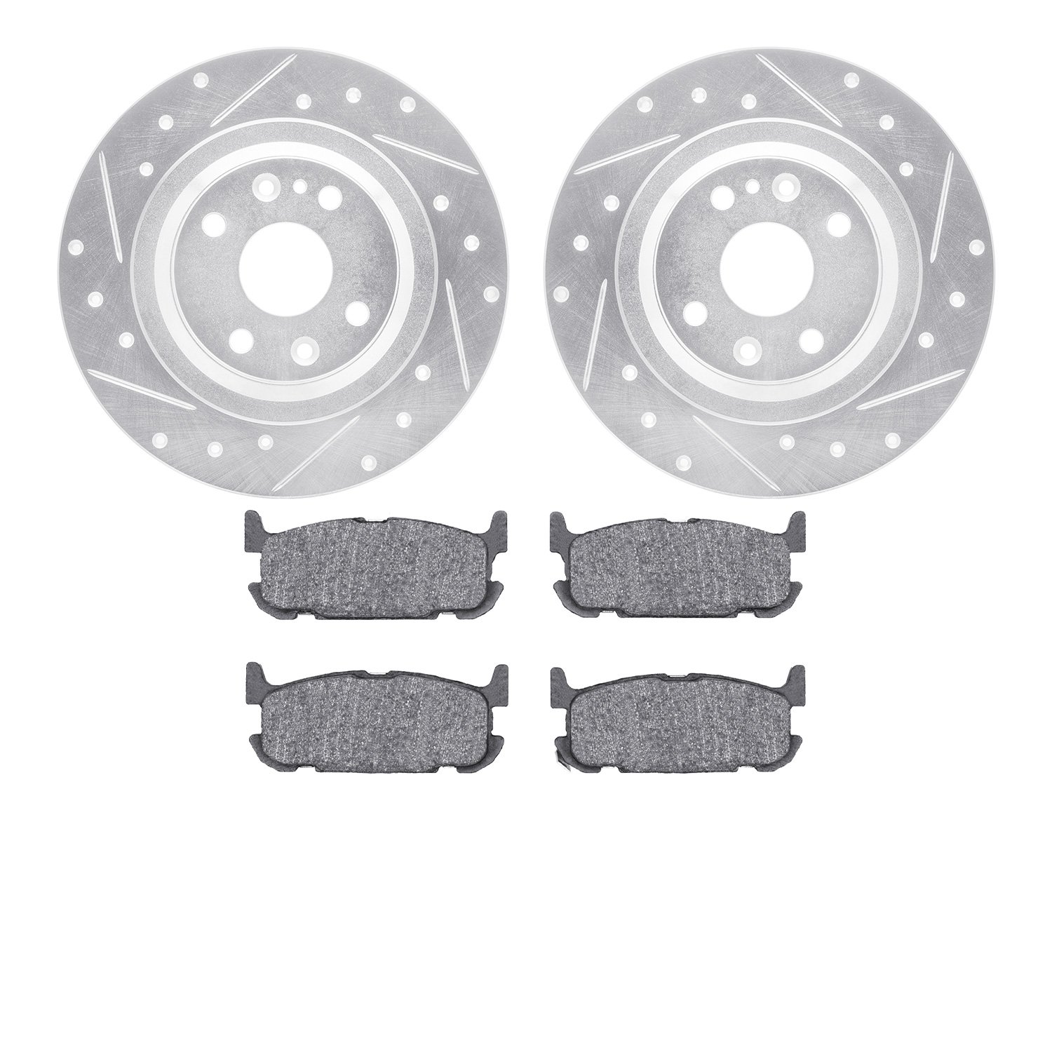 7302-80049 Drilled/Slotted Brake Rotor with 3000-Series Ceramic Brake Pads Kit [Silver], 2001-2005 Ford/Lincoln/Mercury/Mazda, P