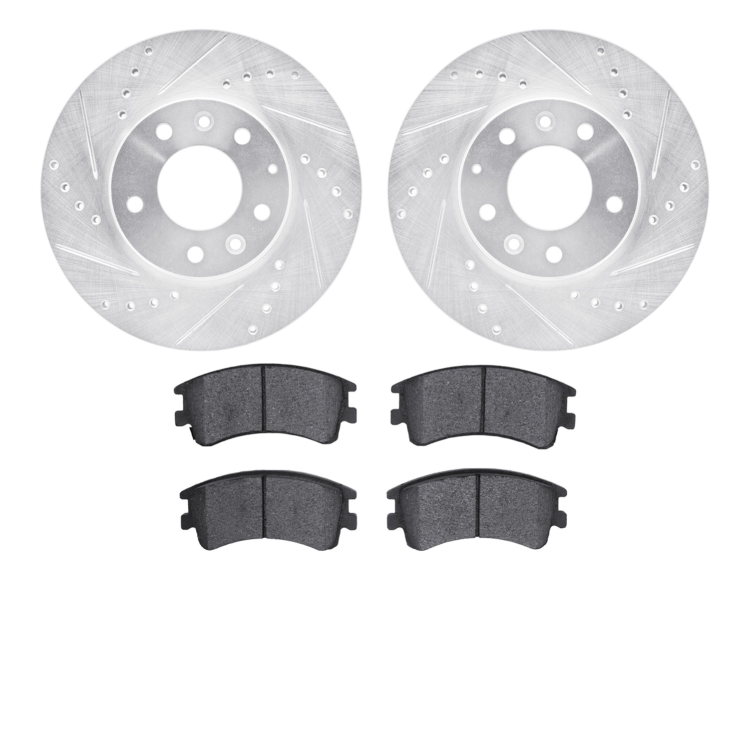 7302-80052 Drilled/Slotted Brake Rotor with 3000-Series Ceramic Brake Pads Kit [Silver], 2003-2005 Ford/Lincoln/Mercury/Mazda, P