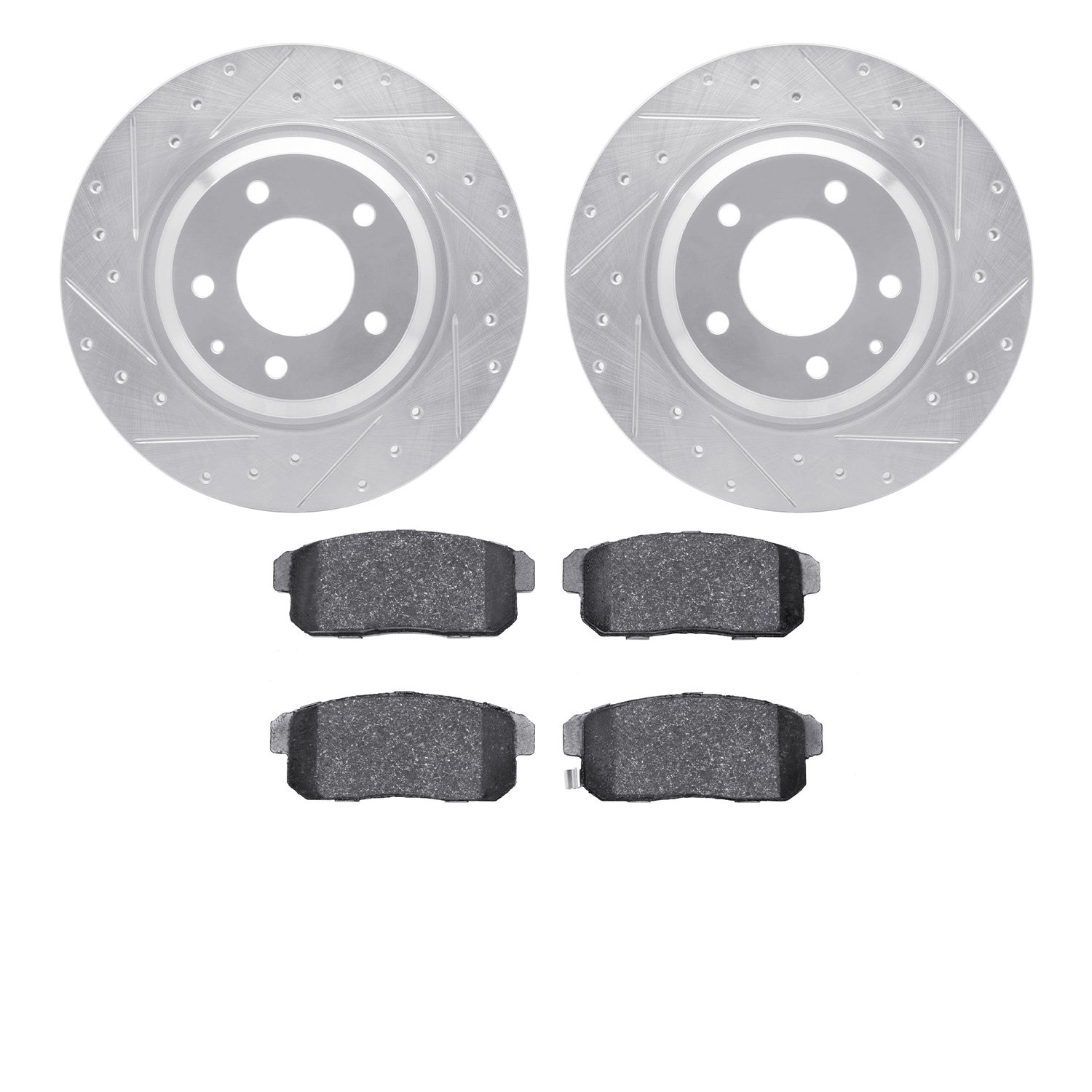 7302-80053 Drilled/Slotted Brake Rotor with 3000-Series Ceramic Brake Pads Kit [Silver], 2004-2011 Ford/Lincoln/Mercury/Mazda, P