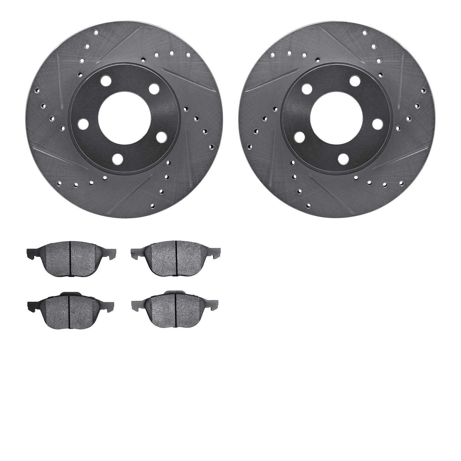 7302-80056 Drilled/Slotted Brake Rotor with 3000-Series Ceramic Brake Pads Kit [Silver], 2004-2013 Ford/Lincoln/Mercury/Mazda, P
