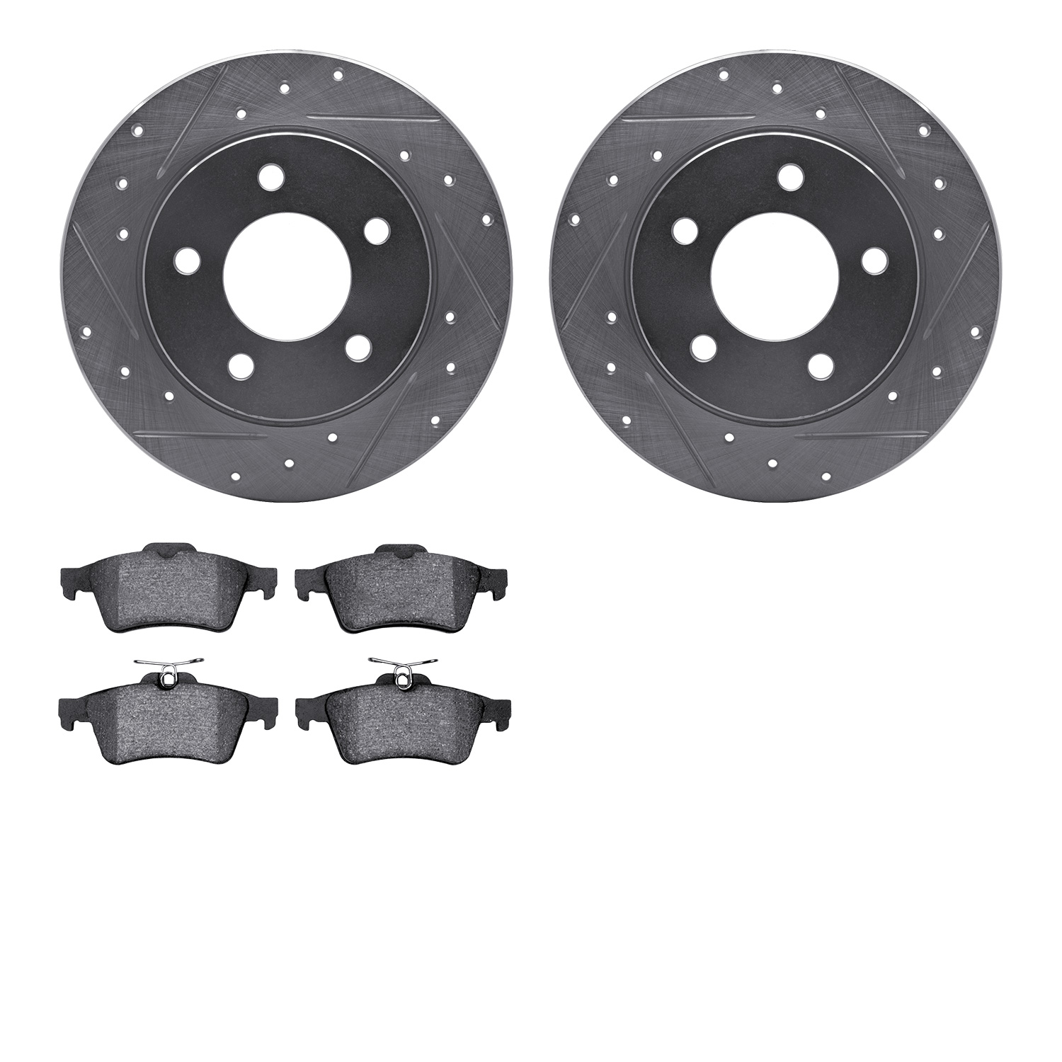 7302-80059 Drilled/Slotted Brake Rotor with 3000-Series Ceramic Brake Pads Kit [Silver], 2004-2013 Ford/Lincoln/Mercury/Mazda, P