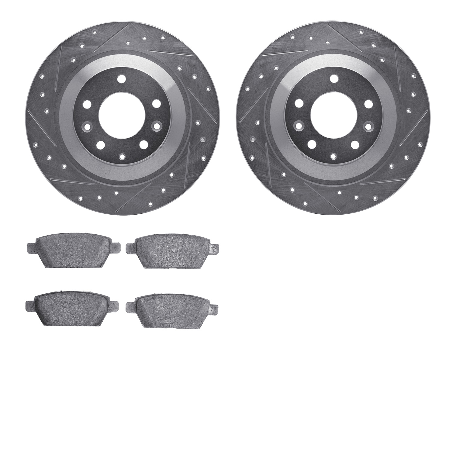 7302-80062 Drilled/Slotted Brake Rotor with 3000-Series Ceramic Brake Pads Kit [Silver], 2006-2007 Ford/Lincoln/Mercury/Mazda, P