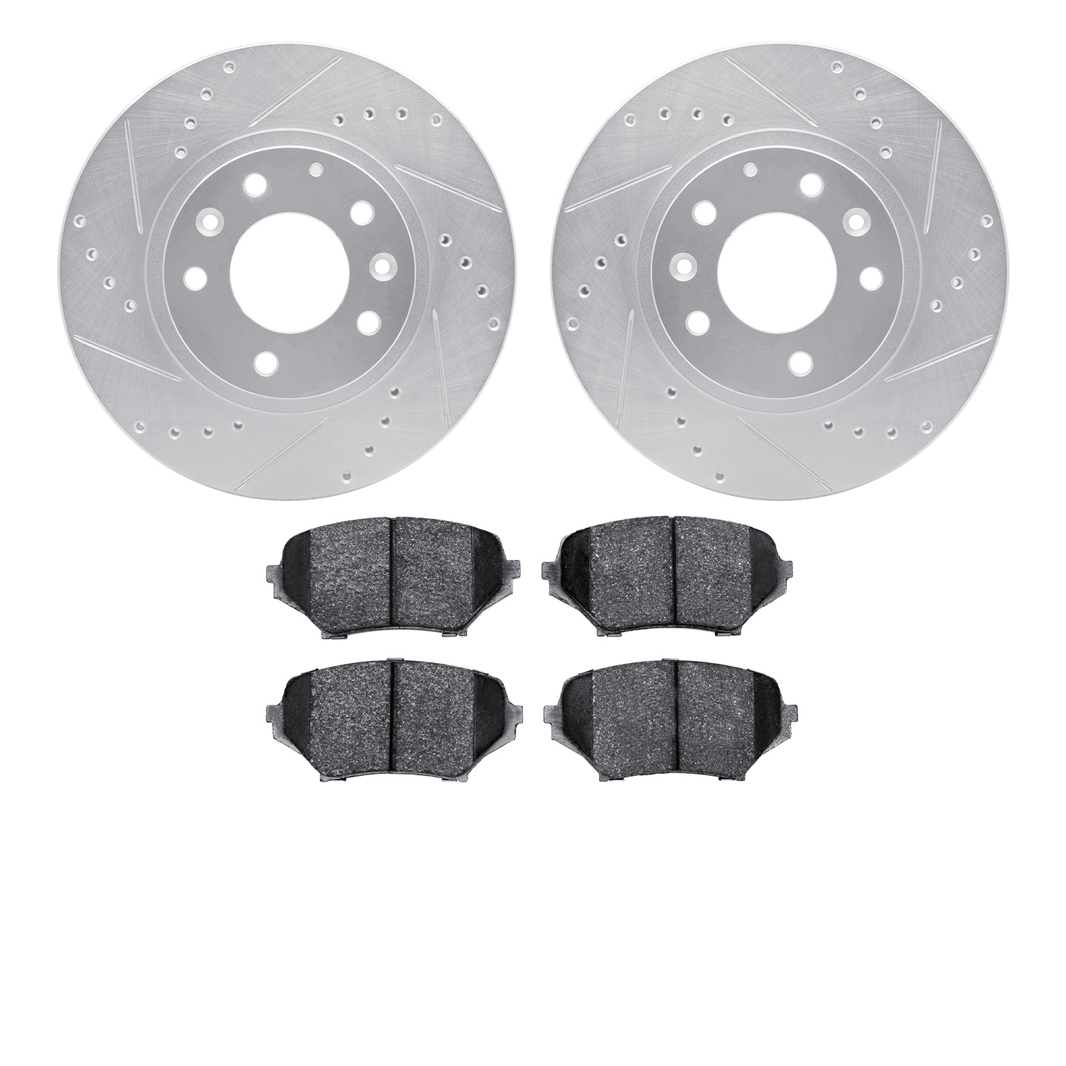7302-80063 Drilled/Slotted Brake Rotor with 3000-Series Ceramic Brake Pads Kit [Silver], 2006-2015 Ford/Lincoln/Mercury/Mazda, P
