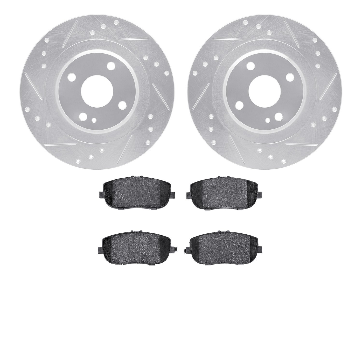 7302-80064 Drilled/Slotted Brake Rotor with 3000-Series Ceramic Brake Pads Kit [Silver], Fits Select Multiple Makes/Models, Posi