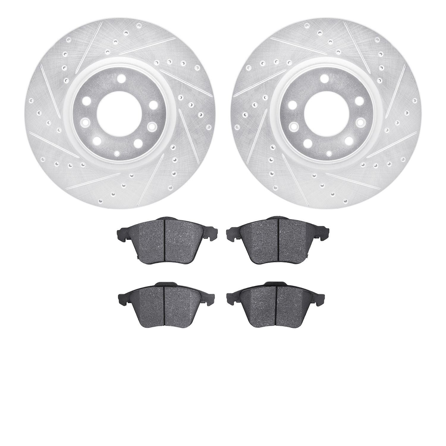 7302-80065 Drilled/Slotted Brake Rotor with 3000-Series Ceramic Brake Pads Kit [Silver], 2006-2007 Ford/Lincoln/Mercury/Mazda, P