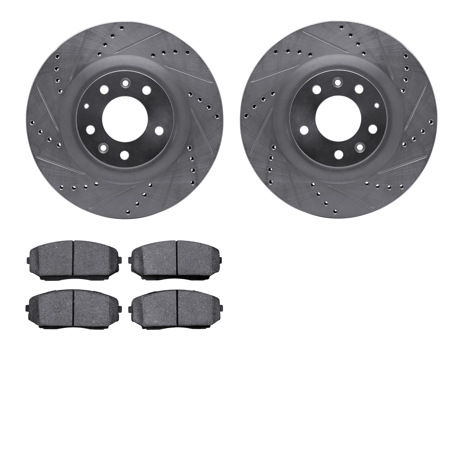7302-80067 Drilled/Slotted Brake Rotor with 3000-Series Ceramic Brake Pads Kit [Silver], 2007-2015 Ford/Lincoln/Mercury/Mazda, P
