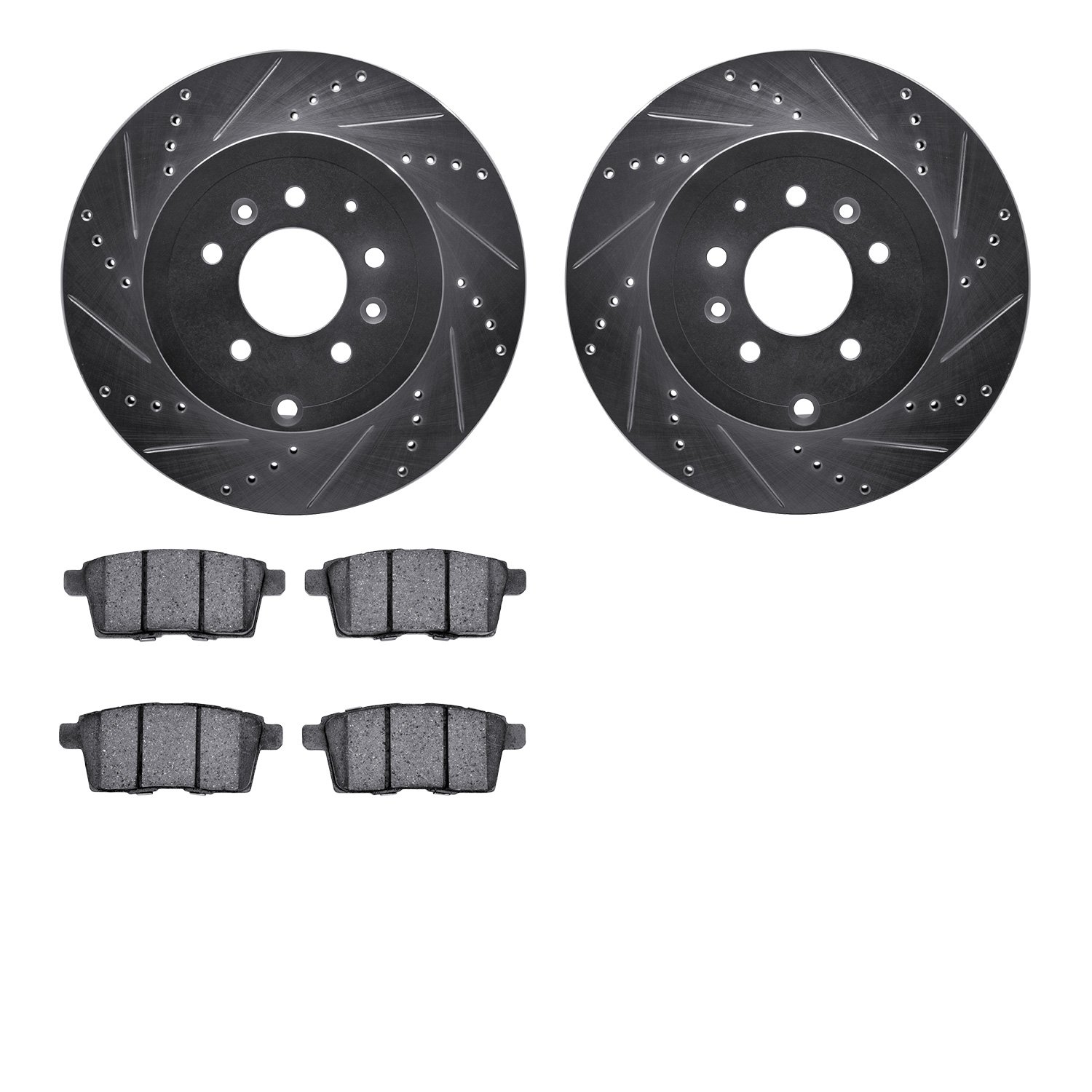 7302-80070 Drilled/Slotted Brake Rotor with 3000-Series Ceramic Brake Pads Kit [Silver], 2007-2015 Ford/Lincoln/Mercury/Mazda, P