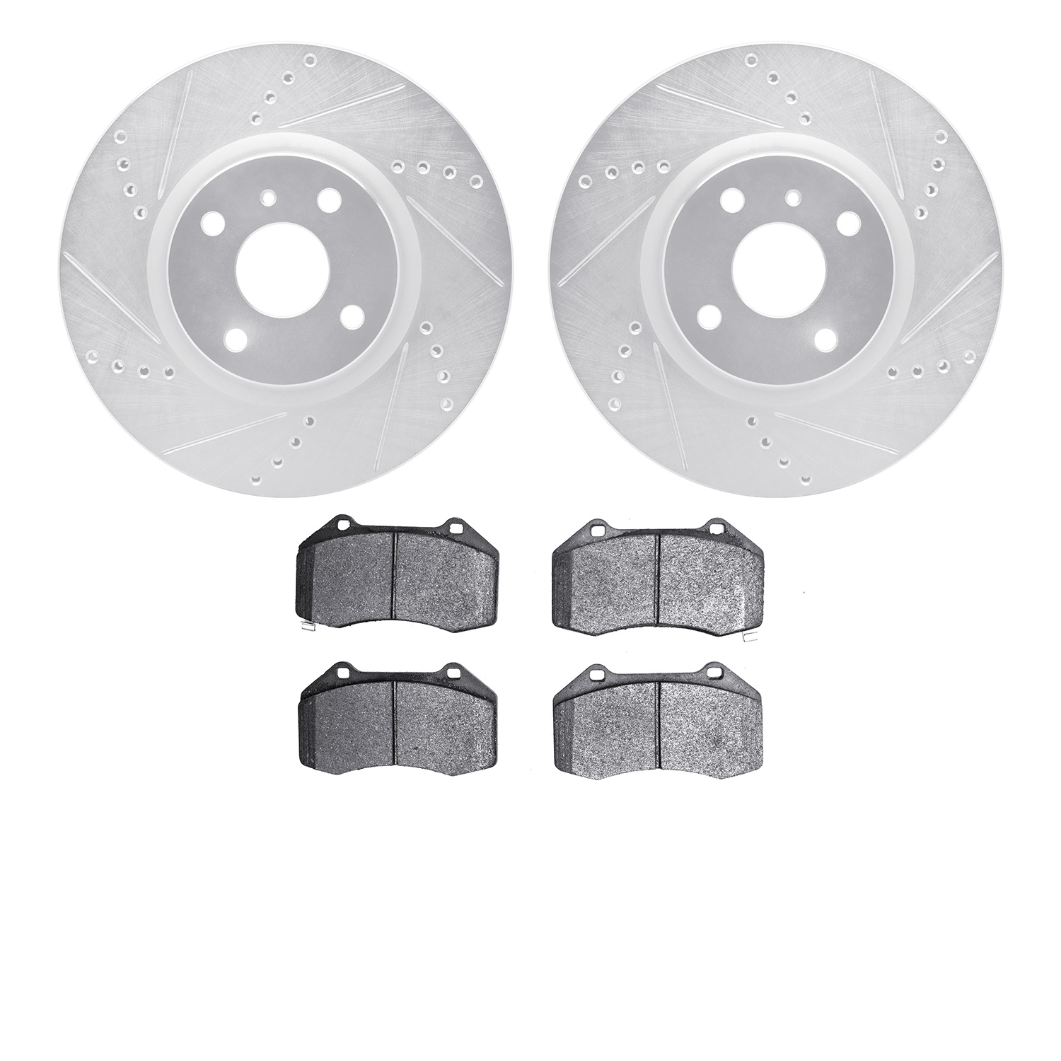 7302-80071 Drilled/Slotted Brake Rotor with 3000-Series Ceramic Brake Pads Kit [Silver], Fits Select Multiple Makes/Models, Posi
