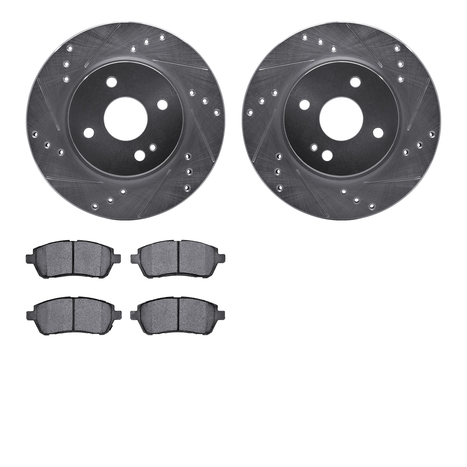 7302-80072 Drilled/Slotted Brake Rotor with 3000-Series Ceramic Brake Pads Kit [Silver], 2011-2015 Ford/Lincoln/Mercury/Mazda, P