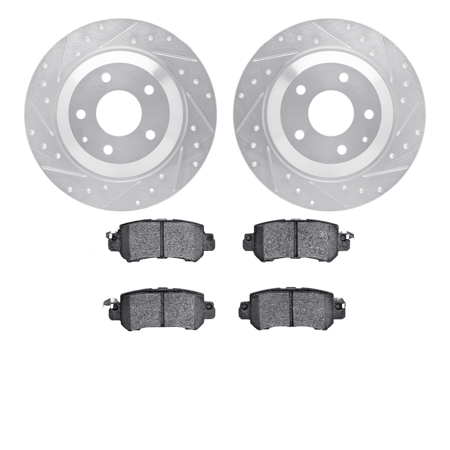 7302-80075 Drilled/Slotted Brake Rotor with 3000-Series Ceramic Brake Pads Kit [Silver], 2013-2015 Ford/Lincoln/Mercury/Mazda, P