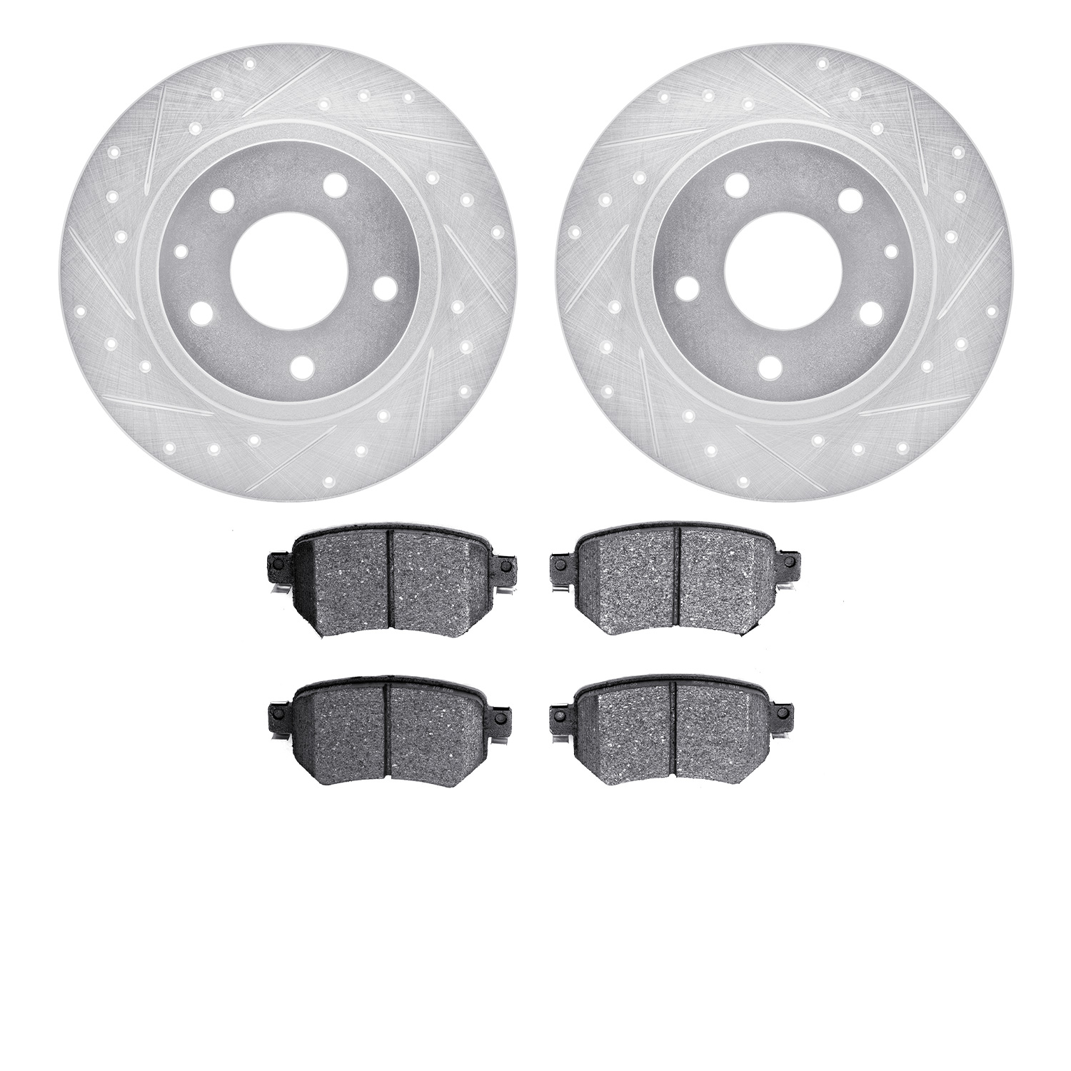 7302-80077 Drilled/Slotted Brake Rotor with 3000-Series Ceramic Brake Pads Kit [Silver], 2014-2015 Ford/Lincoln/Mercury/Mazda, P