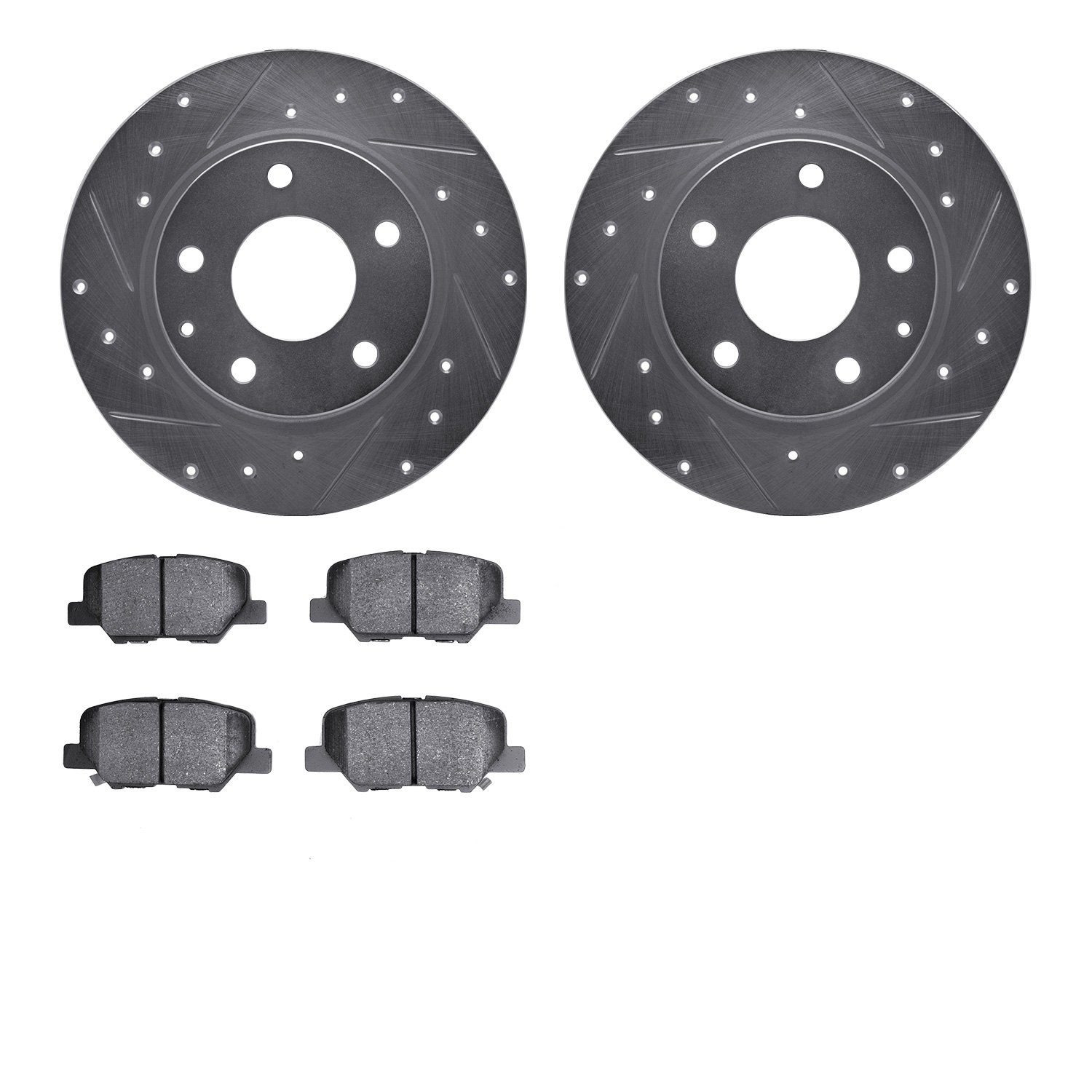 7302-80078 Drilled/Slotted Brake Rotor with 3000-Series Ceramic Brake Pads Kit [Silver], 2014-2016 Ford/Lincoln/Mercury/Mazda, P
