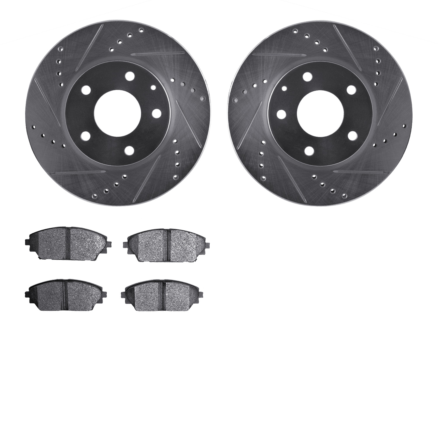 7302-80081 Drilled/Slotted Brake Rotor with 3000-Series Ceramic Brake Pads Kit [Silver], Fits Select Ford/Lincoln/Mercury/Mazda,