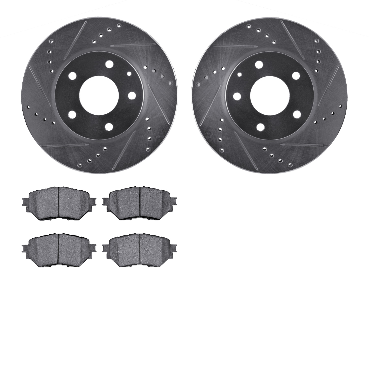 7302-80084 Drilled/Slotted Brake Rotor with 3000-Series Ceramic Brake Pads Kit [Silver], 2014-2018 Ford/Lincoln/Mercury/Mazda, P