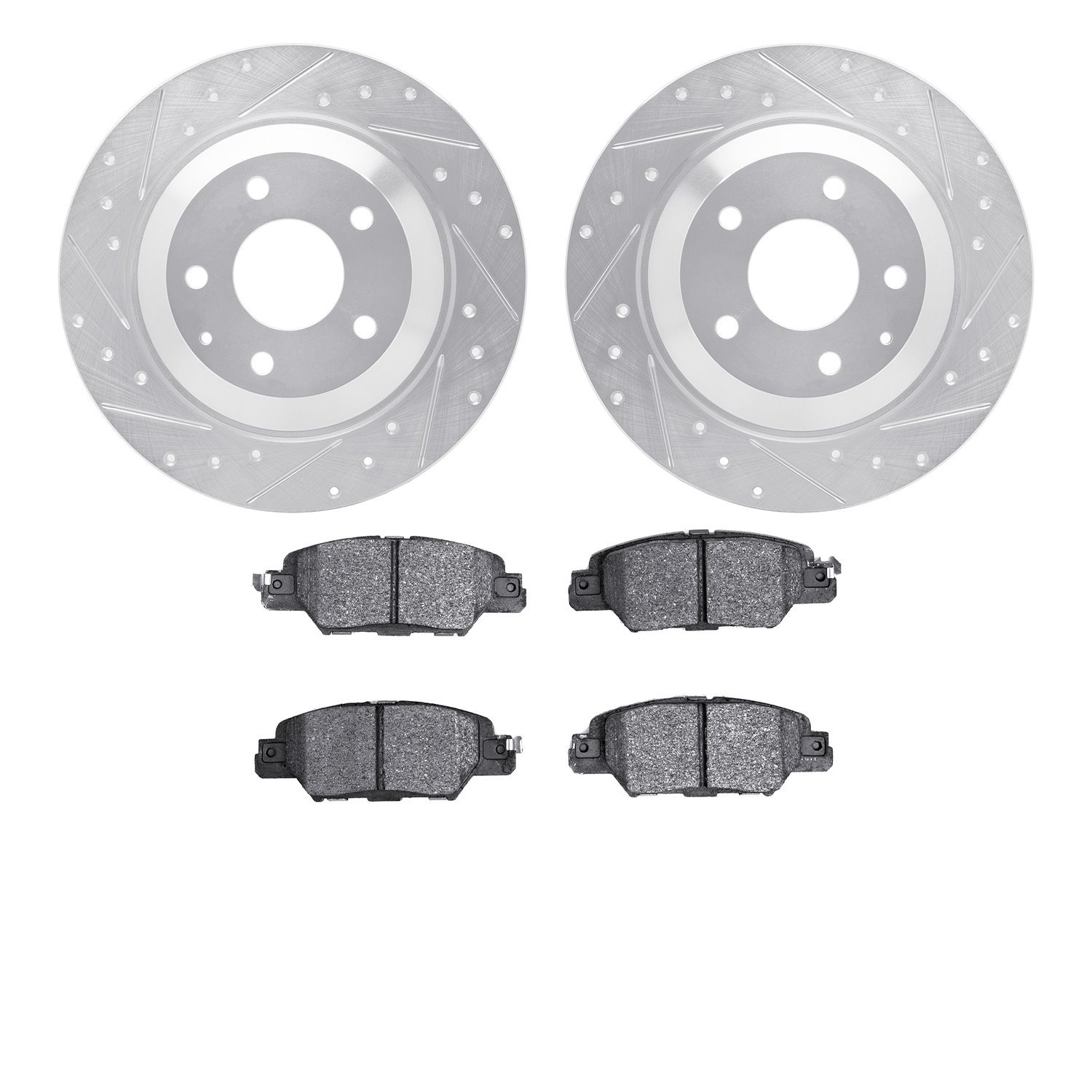 7302-80085 Drilled/Slotted Brake Rotor with 3000-Series Ceramic Brake Pads Kit [Silver], 2016-2018 Ford/Lincoln/Mercury/Mazda, P