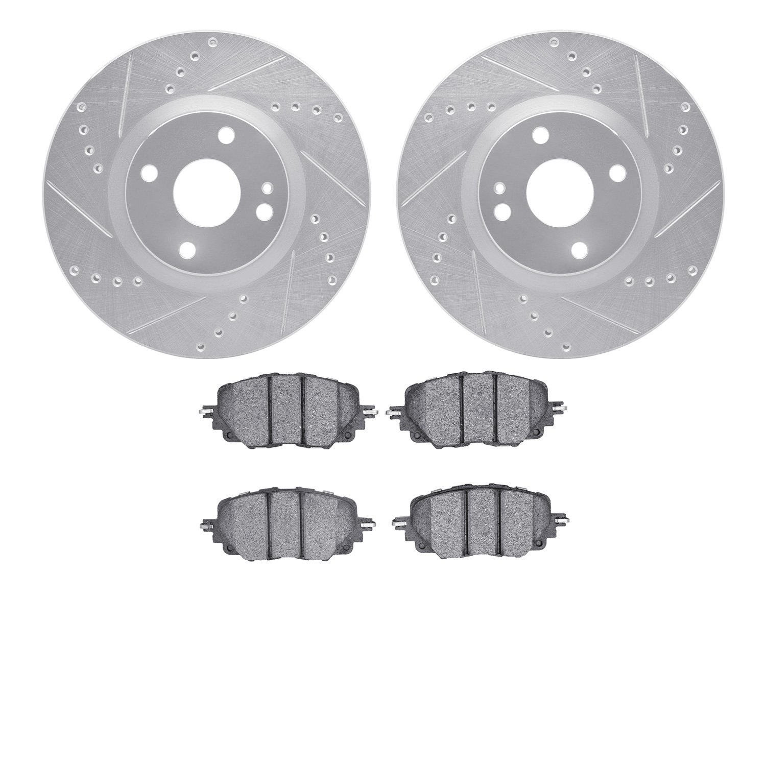 7302-80086 Drilled/Slotted Brake Rotor with 3000-Series Ceramic Brake Pads Kit [Silver], Fits Select Multiple Makes/Models, Posi