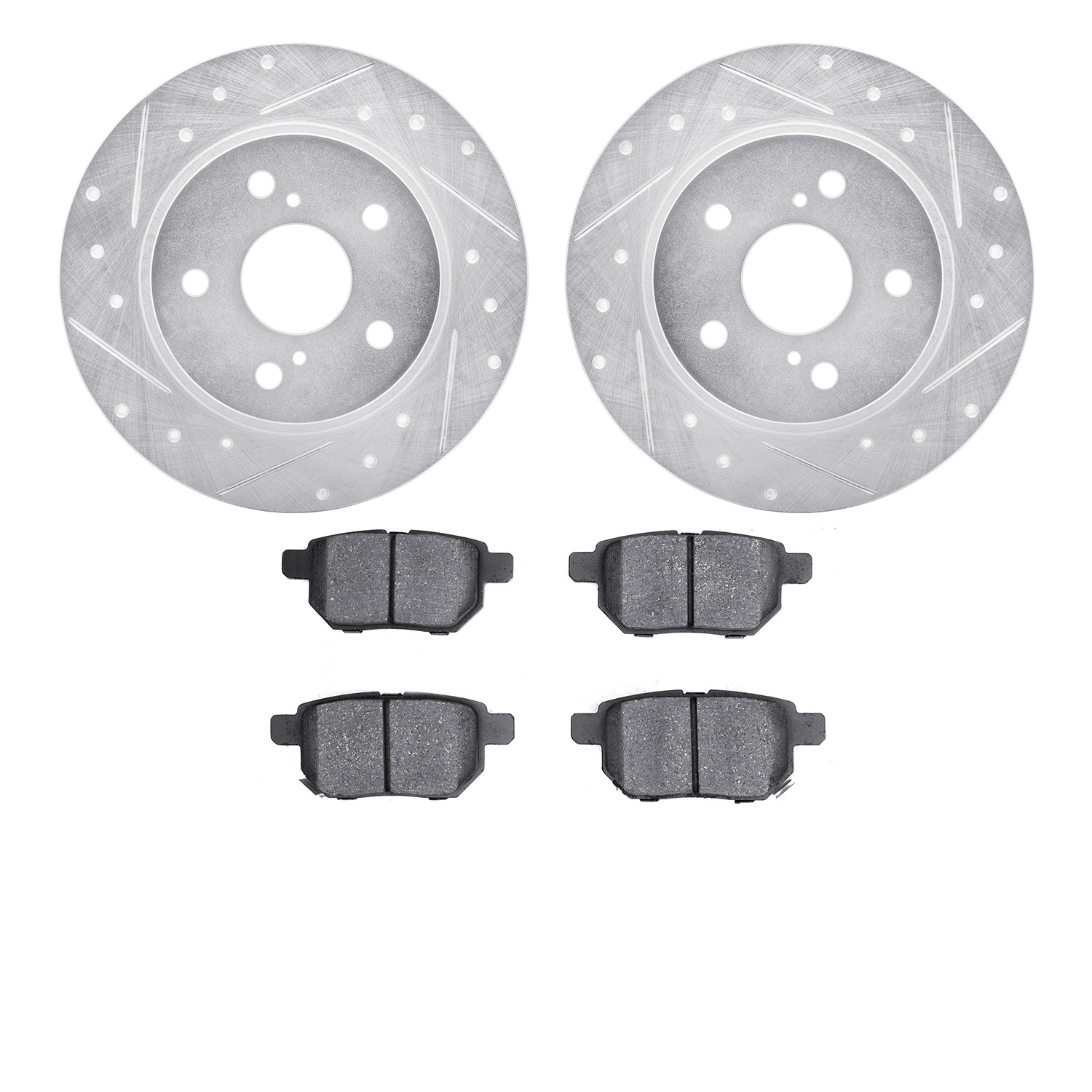 7302-91003 Drilled/Slotted Brake Rotor with 3000-Series Ceramic Brake Pads Kit [Silver], 2011-2016 Lexus/Toyota/Scion, Position: