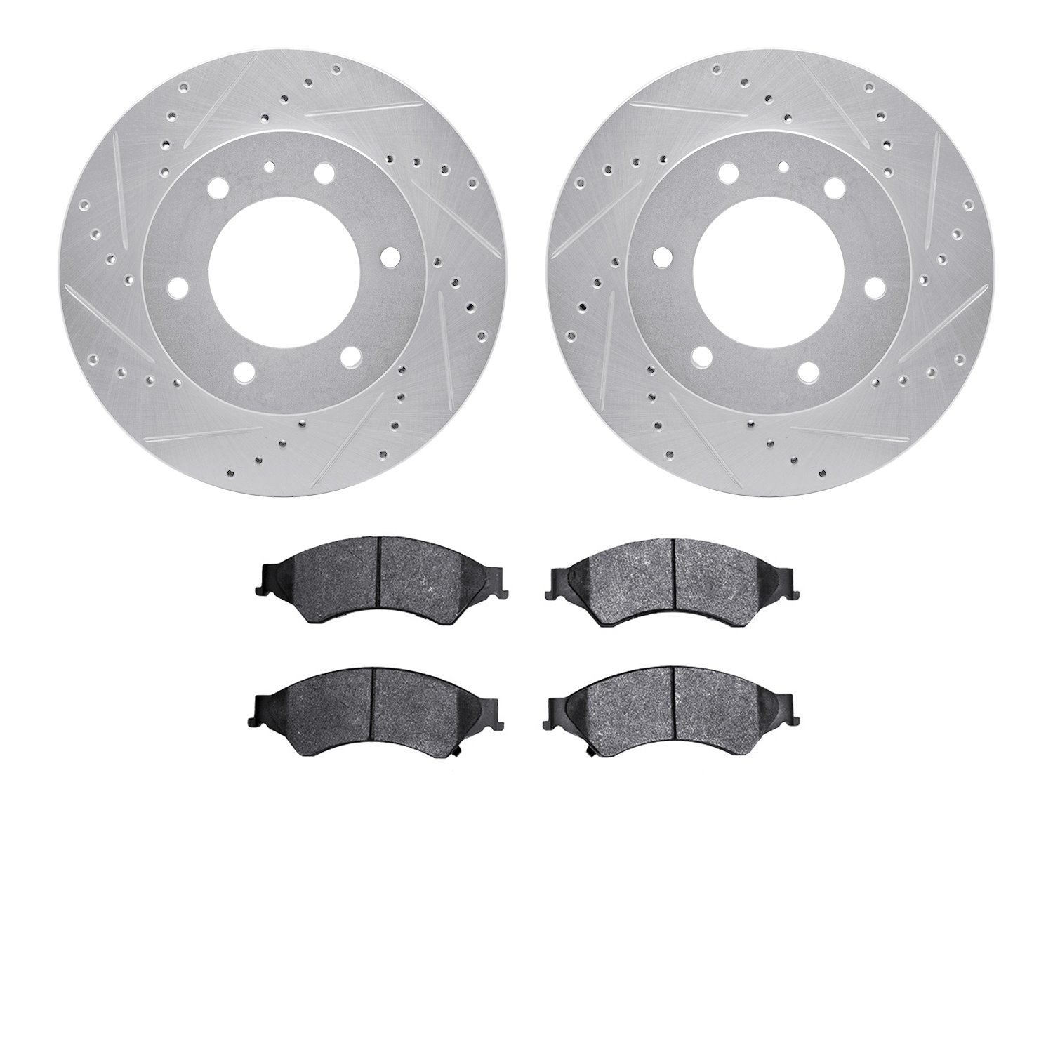 7302-92047 Drilled/Slotted Brake Rotor with 3000-Series Ceramic Brake Pads Kit [Silver], 2013-2017 Ford/Lincoln/Mercury/Mazda, P