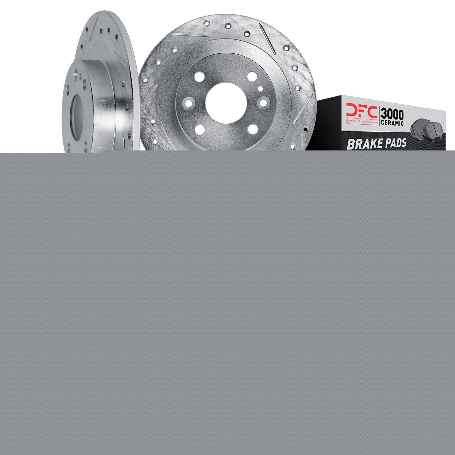 7304-27001 Drilled/Slotted Brake Rotor with 3000-Series Ceramic Brake Pads Kit [Silver], 2000-2004 Volvo, Position: Front and Re
