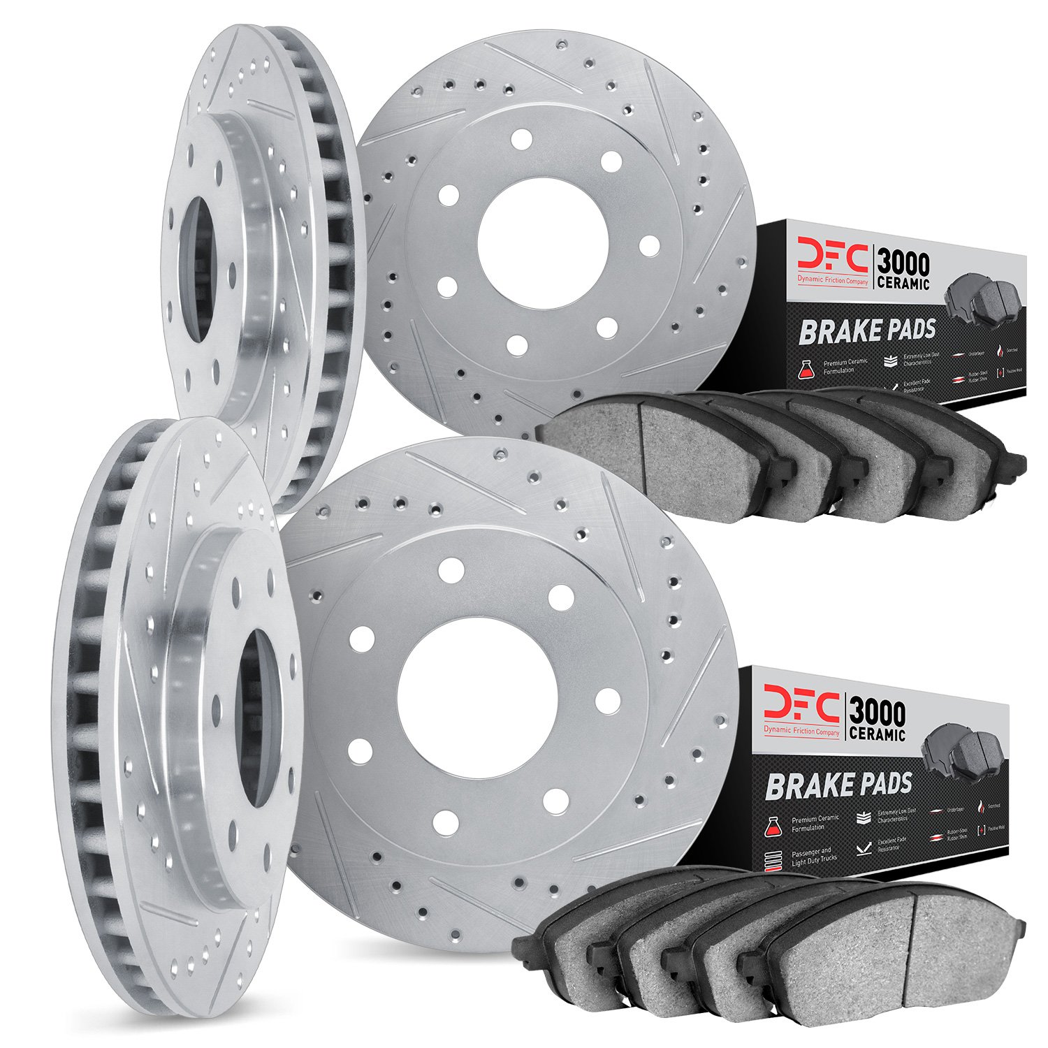 7304-54064 Drilled/Slotted Brake Rotor with 3000-Series Ceramic Brake Pads Kit [Silver], 2004-2008 Ford/Lincoln/Mercury/Mazda, P