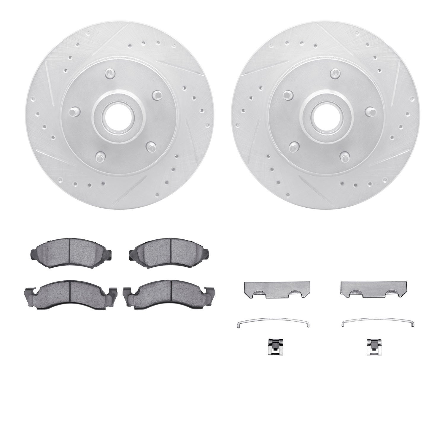 7312-54023 Drilled/Slotted Brake Rotor with 3000-Series Ceramic Brake Pads Kit & Hardware [Silver], 1973-1973 Ford/Lincoln/Mercu