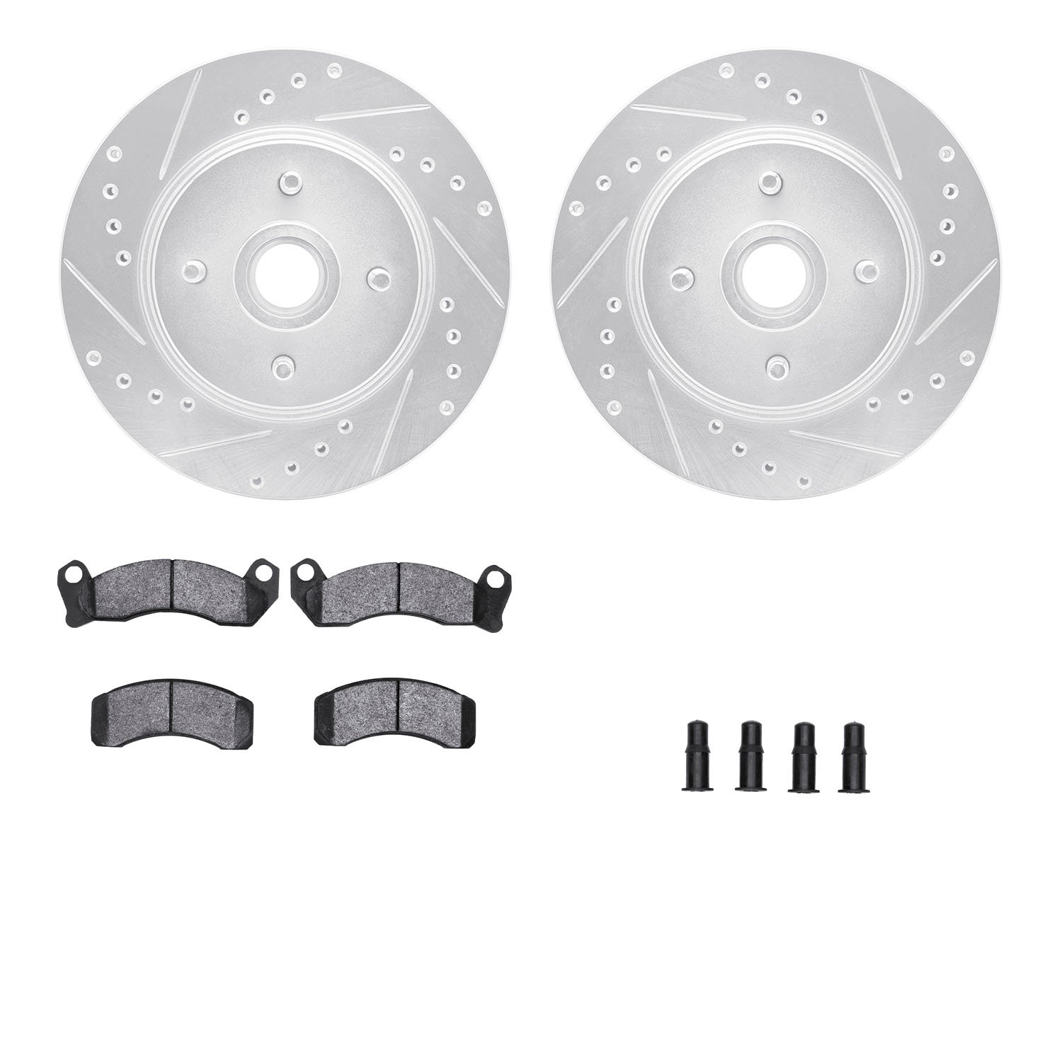 7312-54071 Drilled/Slotted Brake Rotor with 3000-Series Ceramic Brake Pads Kit & Hardware [Silver], 1987-1988 Ford/Lincoln/Mercu