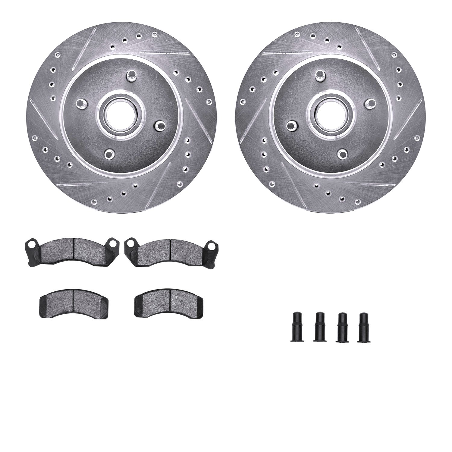7312-54072 Drilled/Slotted Brake Rotor with 3000-Series Ceramic Brake Pads Kit & Hardware [Silver], 1993-1993 Ford/Lincoln/Mercu
