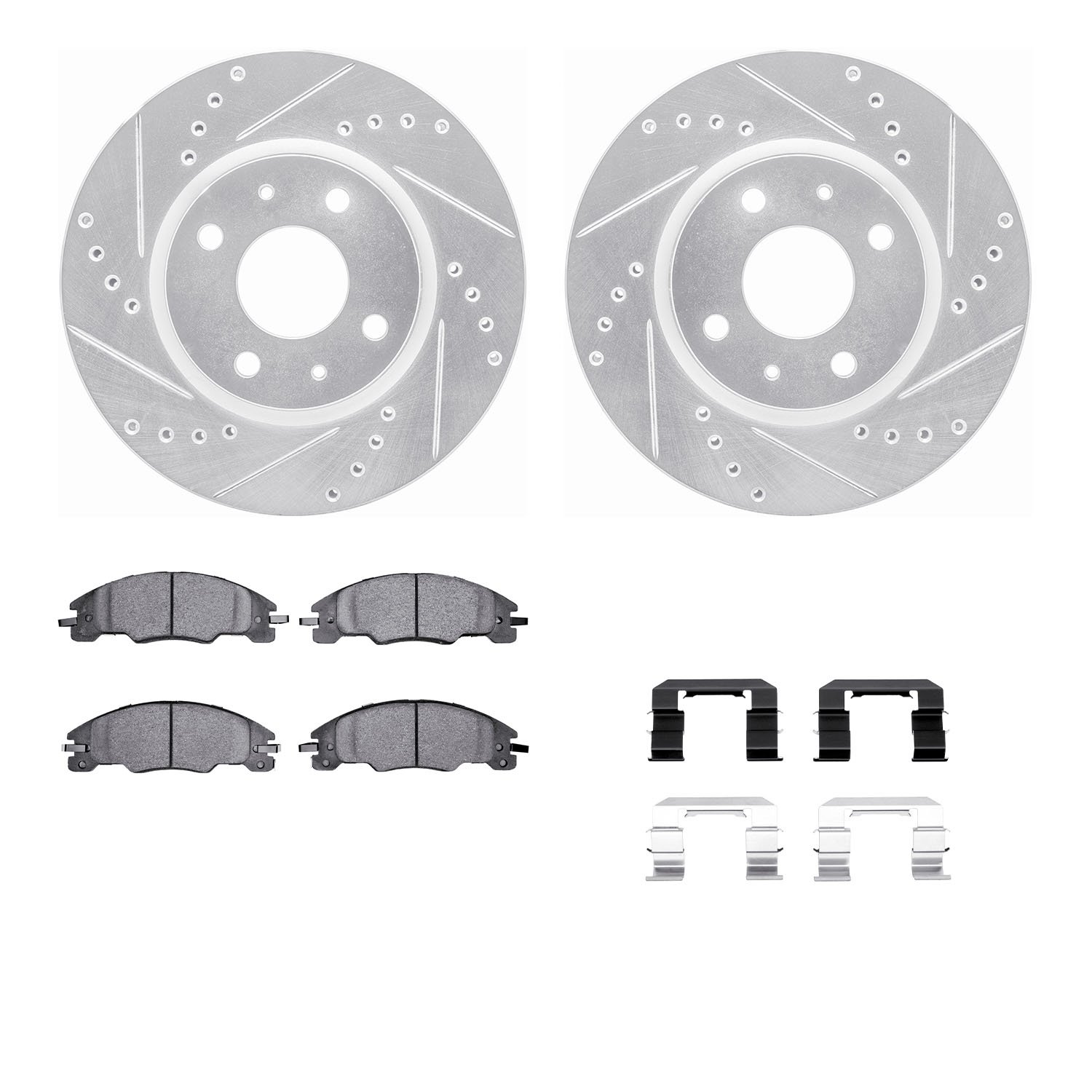 7312-54193 Drilled/Slotted Brake Rotor with 3000-Series Ceramic Brake Pads Kit & Hardware [Silver], 2008-2011 Ford/Lincoln/Mercu