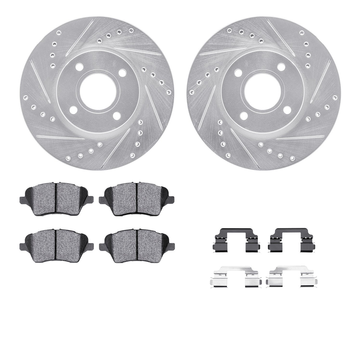 7312-54222 Drilled/Slotted Brake Rotor with 3000-Series Ceramic Brake Pads Kit & Hardware [Silver], 2014-2019 Ford/Lincoln/Mercu