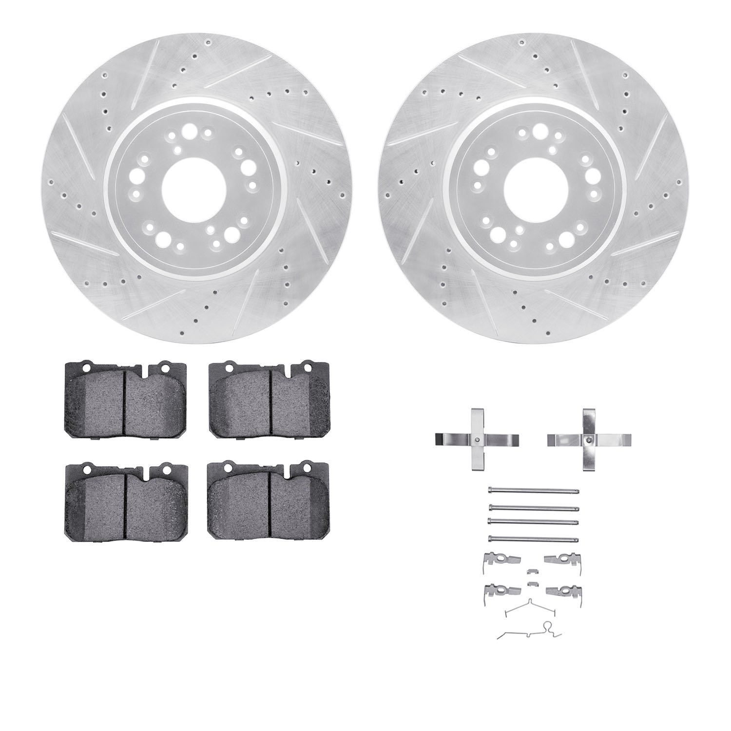 Drilled/Slotted Brake Rotor with 3000-Series Ceramic Brake Pads