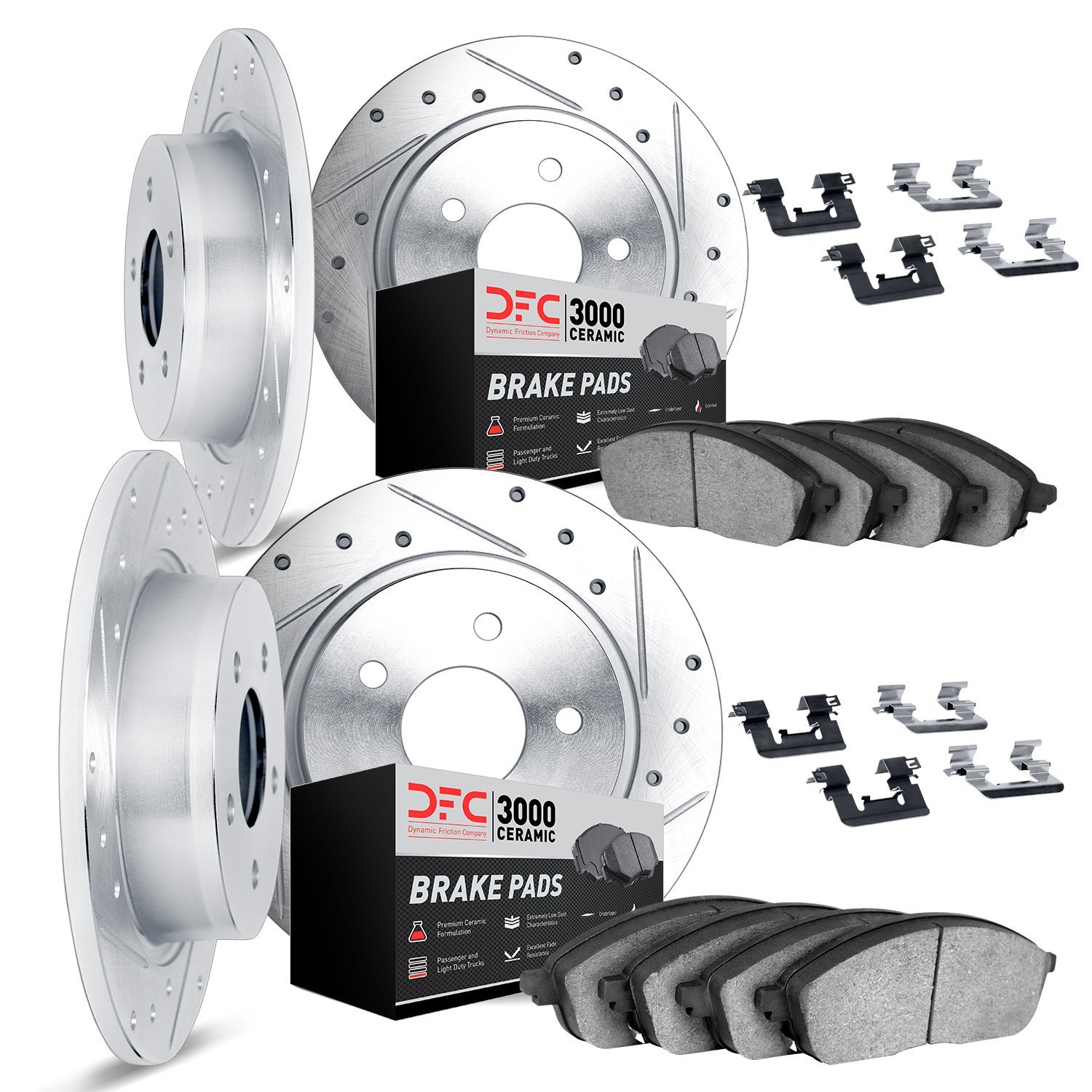 7314-63006 Drilled/Slotted Brake Rotor with 3000-Series Ceramic Brake Pads Kit & Hardware [Silver], 1968-1971 Mercedes-Benz, Pos