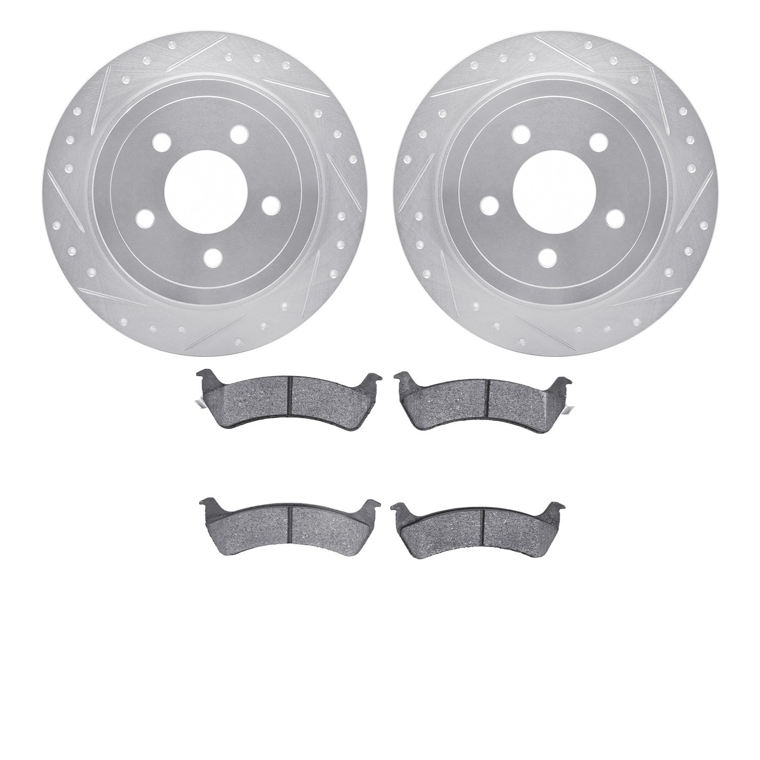 7402-54069 Drilled/Slotted Brake Rotors with Ultimate-Duty Brake Pads Kit [Silver], 2003-2005 Ford/Lincoln/Mercury/Mazda, Positi