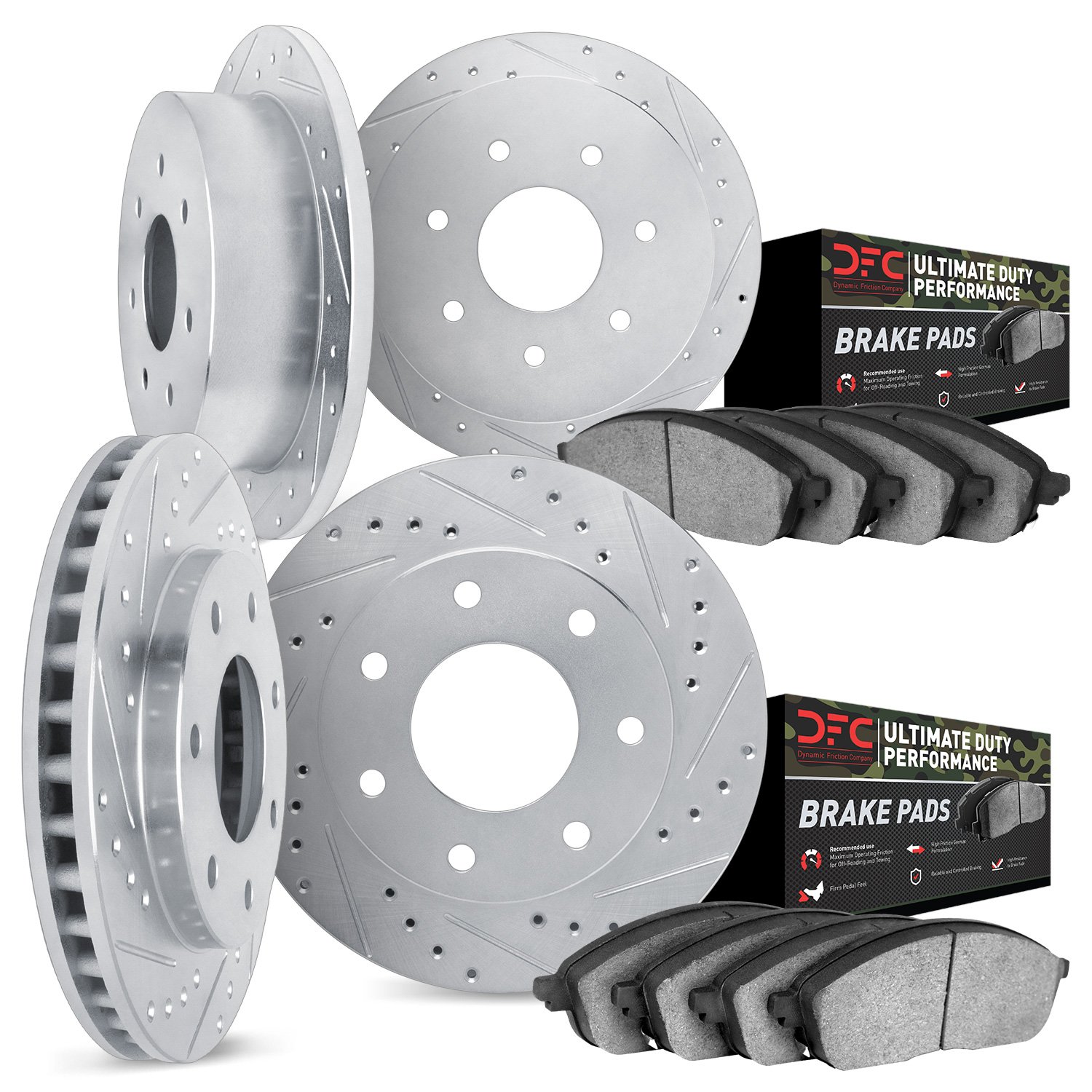 7404-54006 Drilled/Slotted Brake Rotors with Ultimate-Duty Brake Pads Kit [Silver], 1997-2004 Ford/Lincoln/Mercury/Mazda, Positi