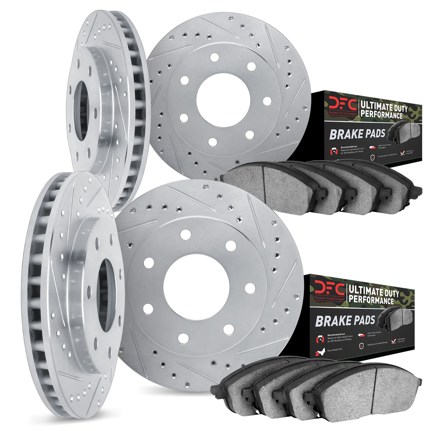 7404-54036 Drilled/Slotted Brake Rotors with Ultimate-Duty Brake Pads Kit [Silver], 2009-2009 Ford/Lincoln/Mercury/Mazda, Positi
