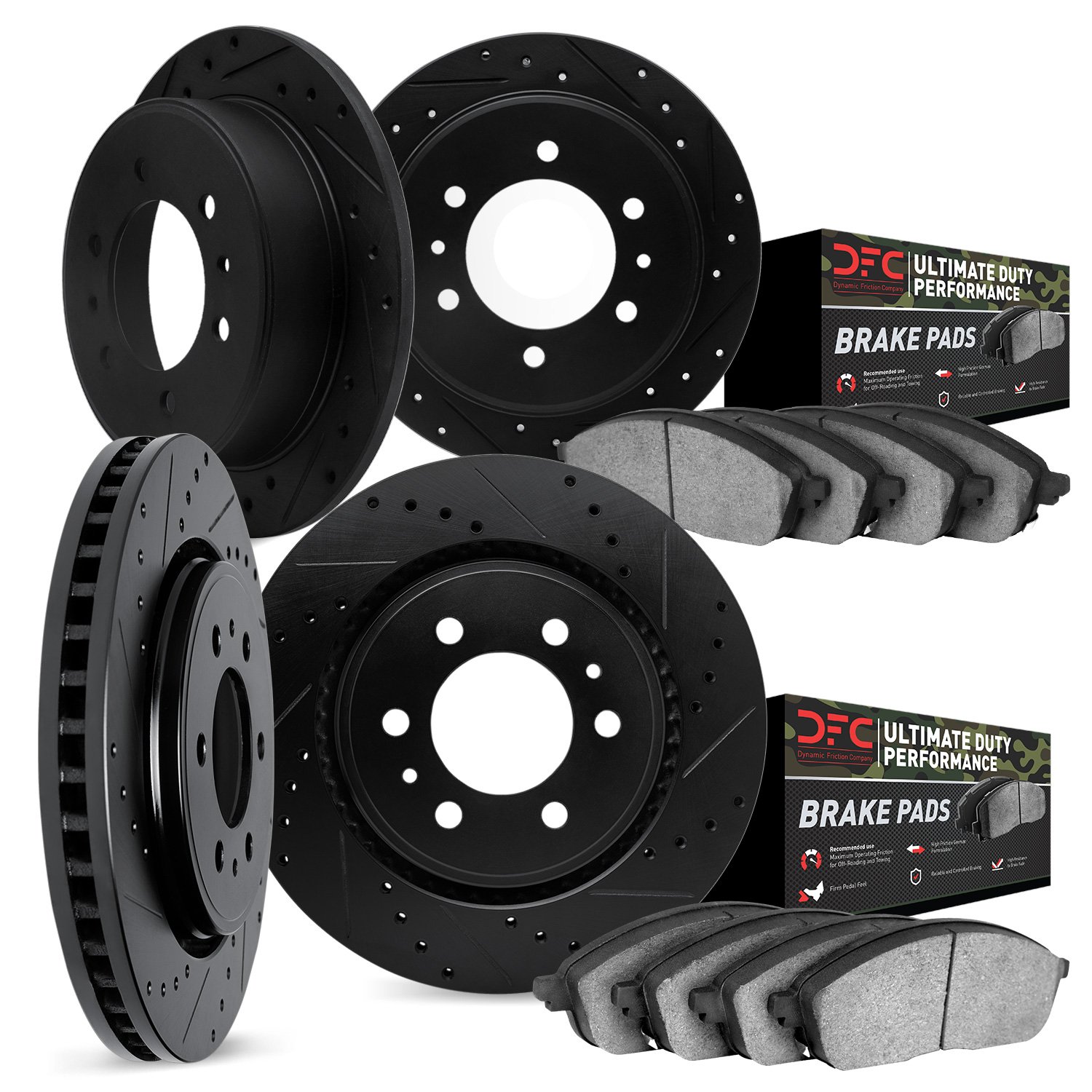 Drilled/Slotted Brake Rotors with Ultimate-Duty Brake Pads Kit