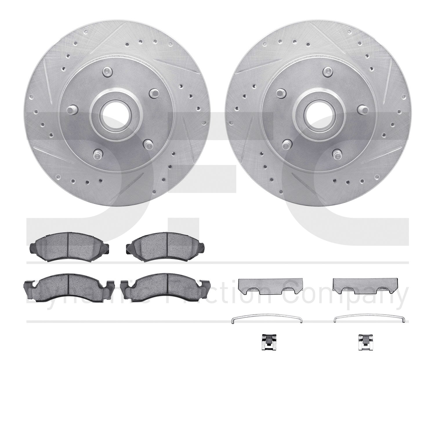 7412-54001 Drilled/Slotted Brake Rotors with Ultimate-Duty Brake Pads Kit & Hardware [Silver], 1973-1973 Ford/Lincoln/Mercury/Ma