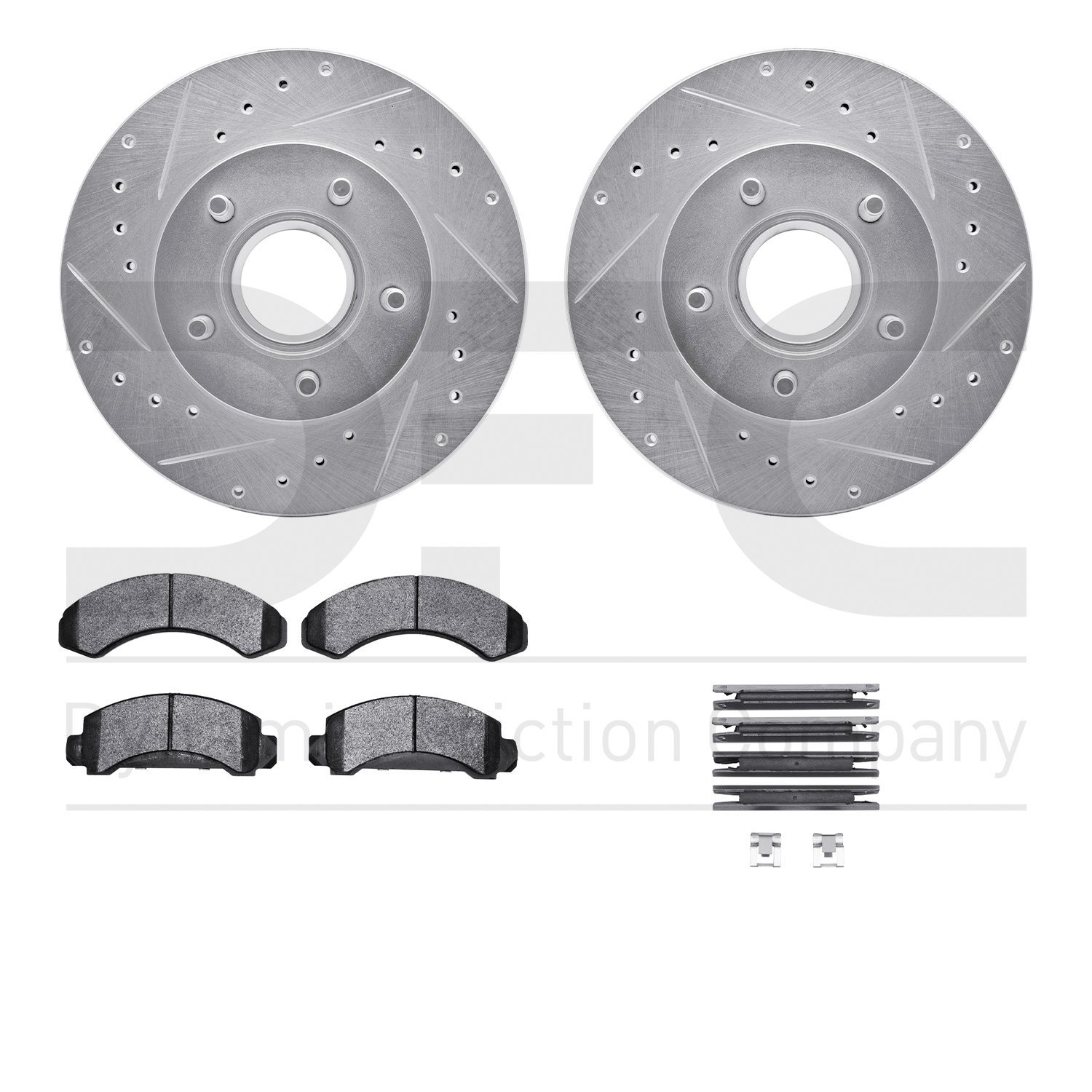 7412-54012 Drilled/Slotted Brake Rotors with Ultimate-Duty Brake Pads Kit & Hardware [Silver], 1983-1992 Ford/Lincoln/Mercury/Ma