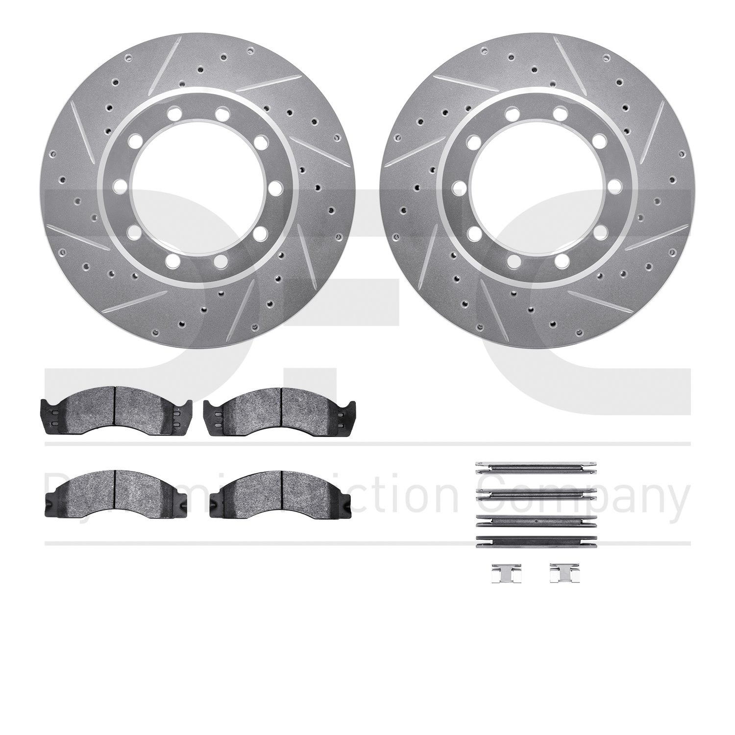 7412-54013 Drilled/Slotted Brake Rotors with Ultimate-Duty Brake Pads Kit & Hardware [Silver], 1988-1998 Ford/Lincoln/Mercury/Ma