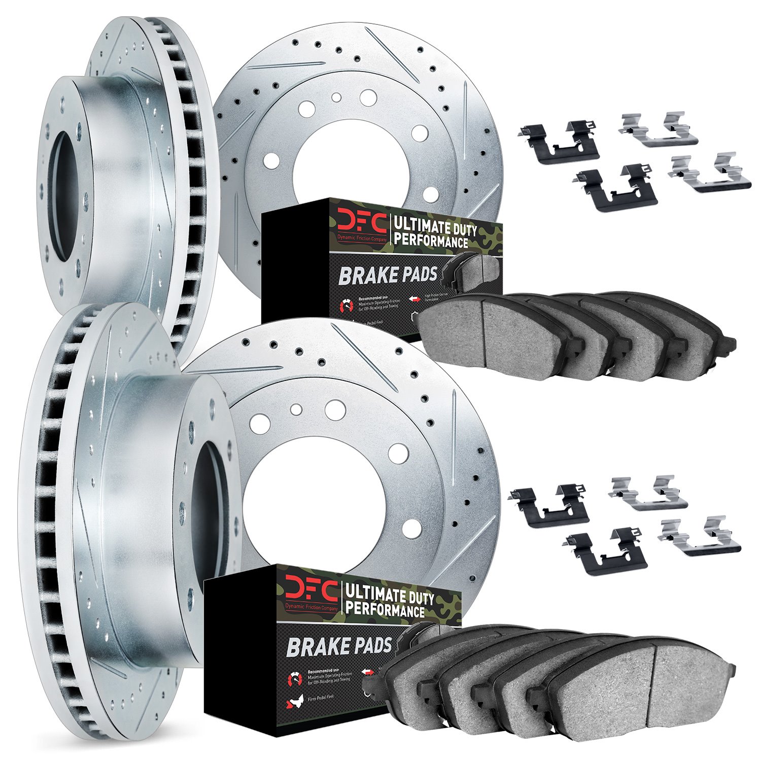 Drilled/Slotted Brake Rotors with Ultimate-Duty Brake Pads Kit