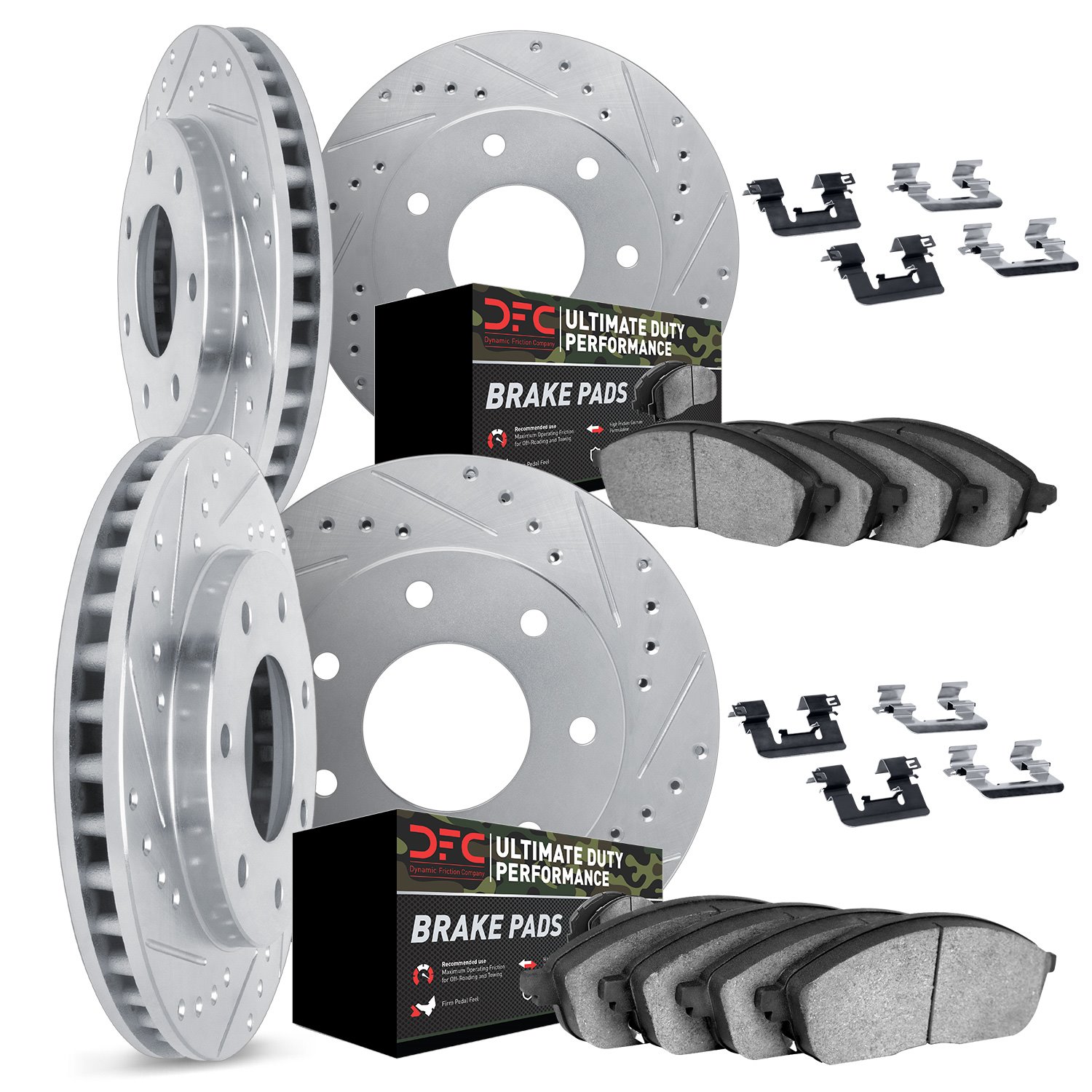 7414-54032 Drilled/Slotted Brake Rotors with Ultimate-Duty Brake Pads Kit & Hardware [Silver], 2004-2008 Ford/Lincoln/Mercury/Ma