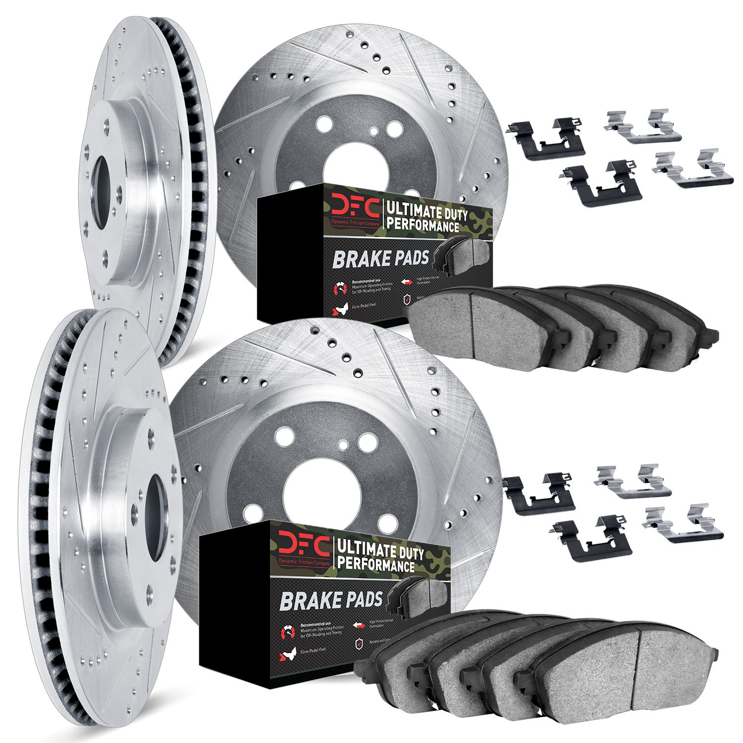 Drilled/Slotted Brake Rotors with Ultimate-Duty Brake Pads Kit