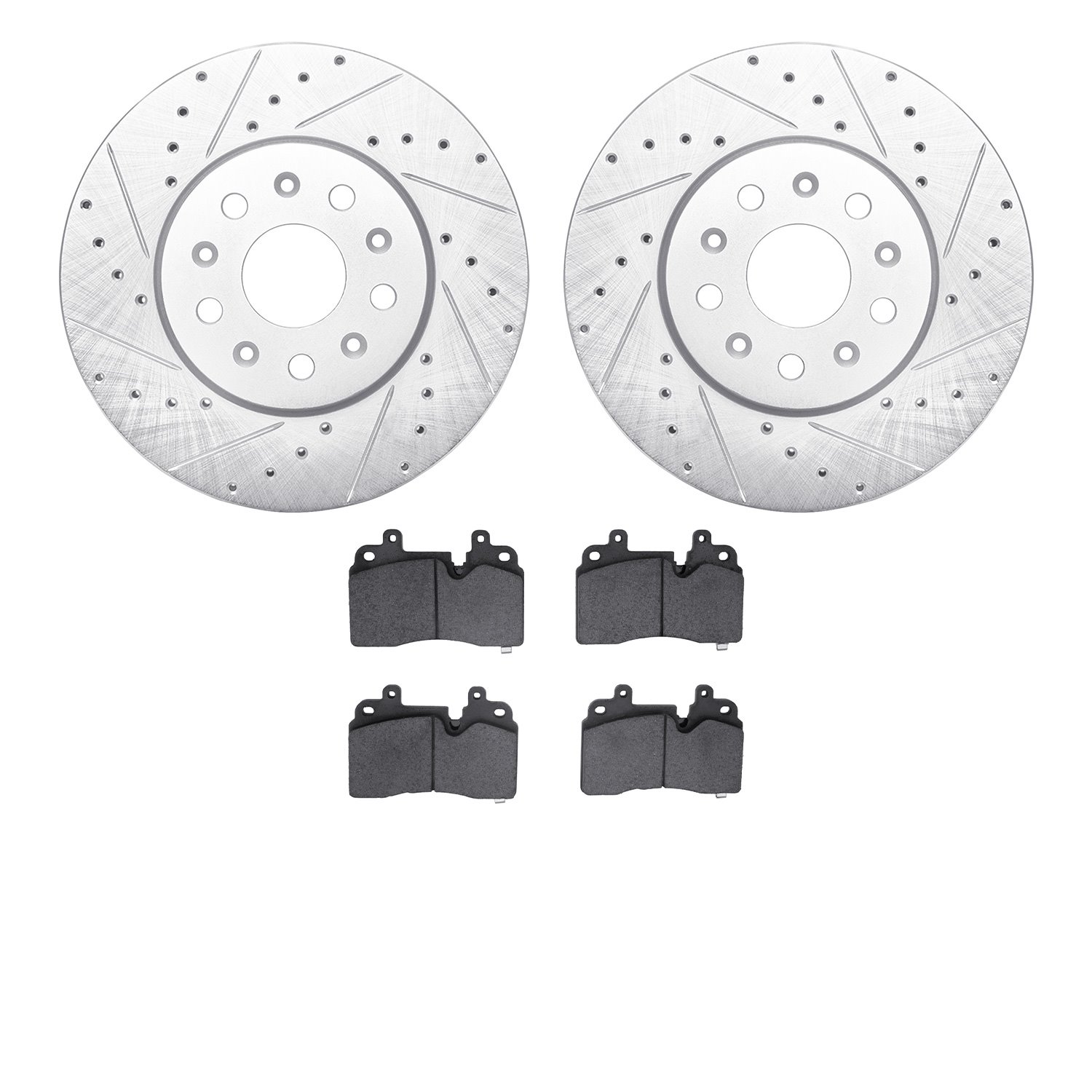 7502-46039 Drilled/Slotted Brake Rotors w/5000 Advanced Brake Pads Kit [Silver], 2019-2019 GM, Position: Front