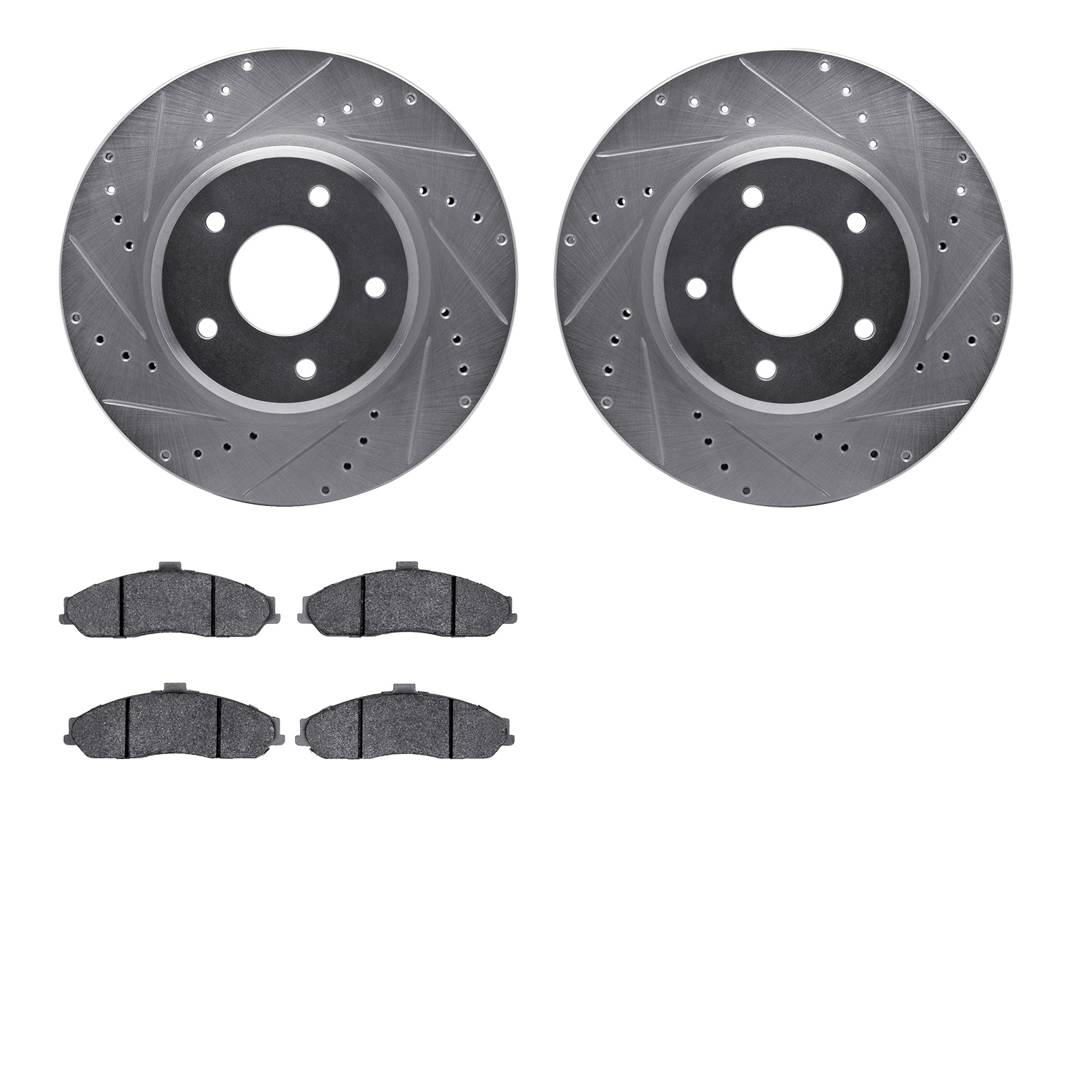 Drilled/Slotted Brake Rotors w/5000 Advanced Brake Pads Kit