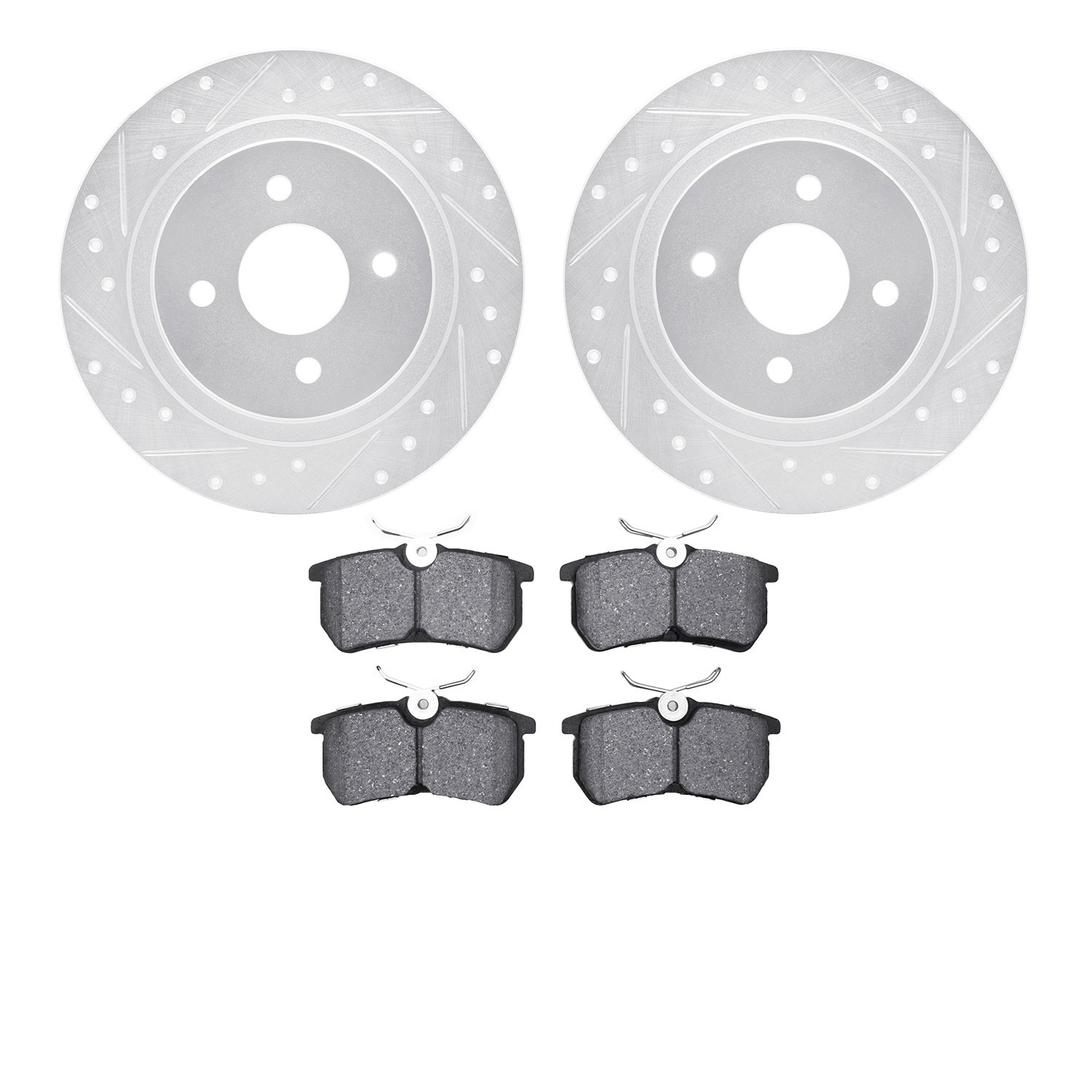 7502-54020 Drilled/Slotted Brake Rotors w/5000 Advanced Brake Pads Kit [Silver], 2002-2004 Ford/Lincoln/Mercury/Mazda, Position: